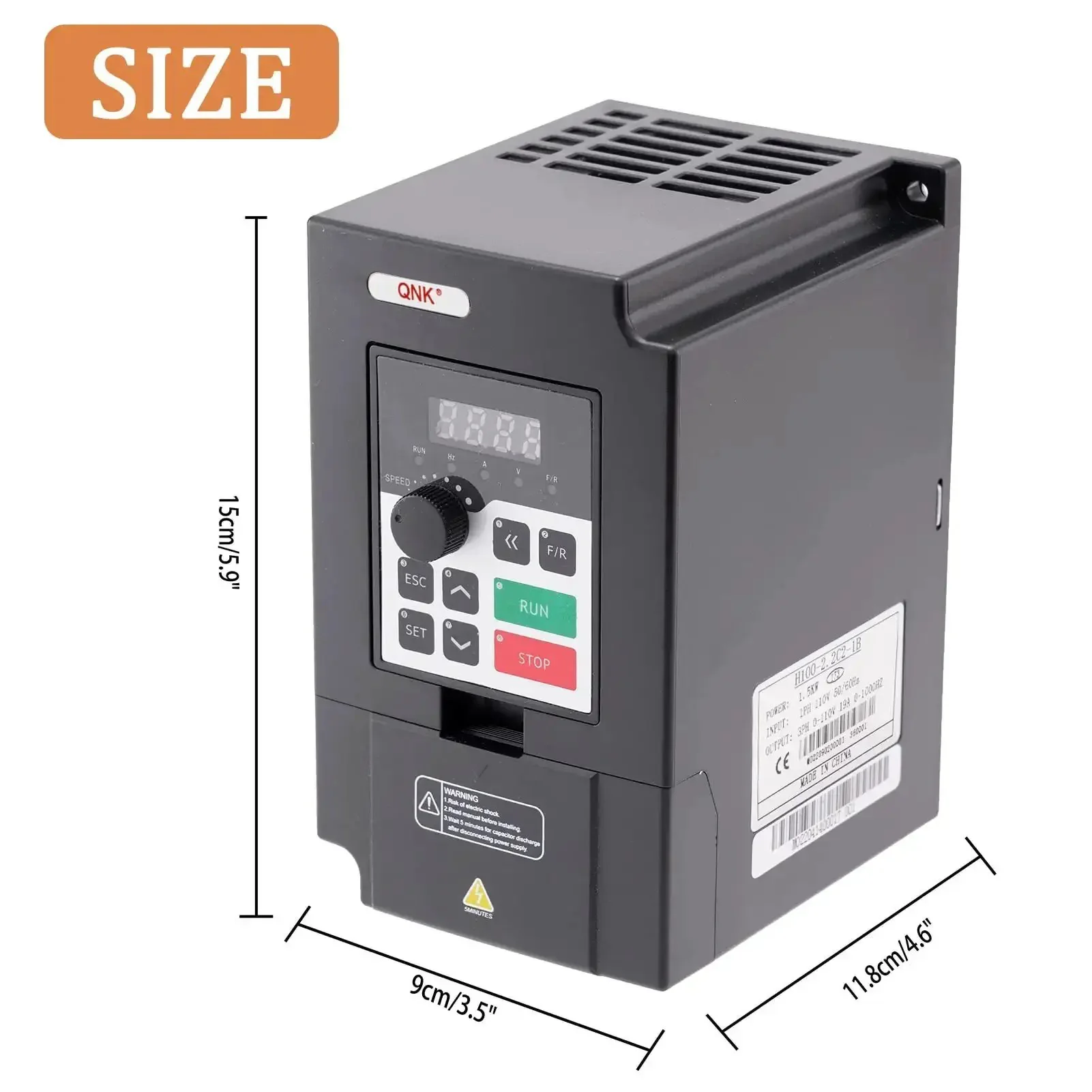 Beefy 1.5KW 2HP 110V AC VFD Converter Single To 3 Phase Inverter For CNC Spindle Motor Speed Controller With 0-1000 Hz Output, 14A Input, Low Noise And Low EMI - Image 8