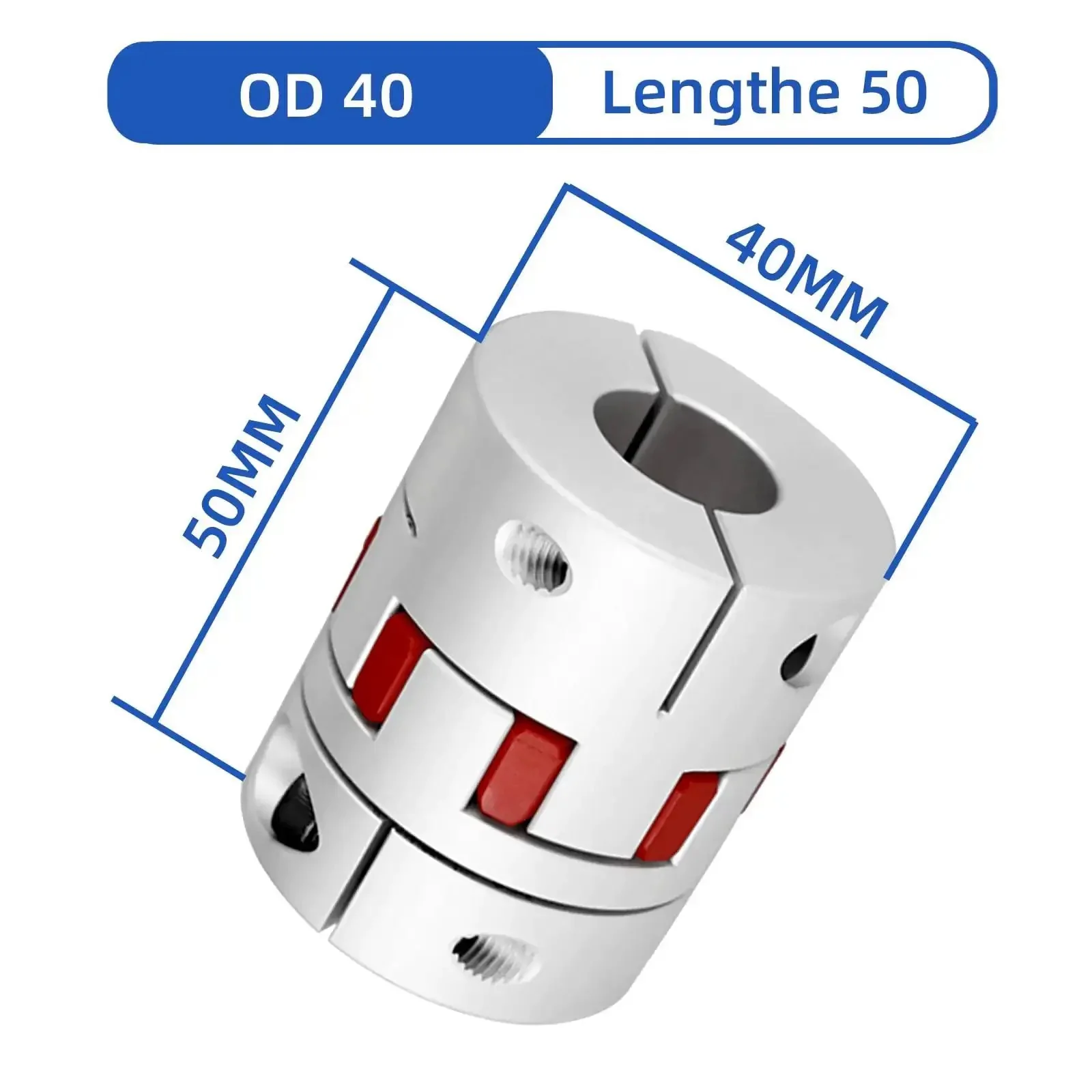 Beefy 19mm To 22mm Bore Flexible Shaft Coupling D40 By L50 Aluminum Plum Connector For 3D Printers And CNC Machines Servo Stepper Motors With Zero Backlash And High Torque Polyurethane Spacer - Image 6