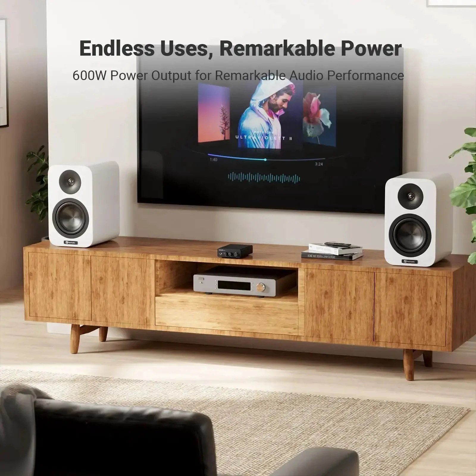Beefy 2 Channel Class D Desktop Amplifier Powered By TPA3255 With 600W Total Power 300W Per Channel Bass Treble Control Works With Passive Speakers And Bass Shaker Perfect Home Audio Component Receiver - Image 9