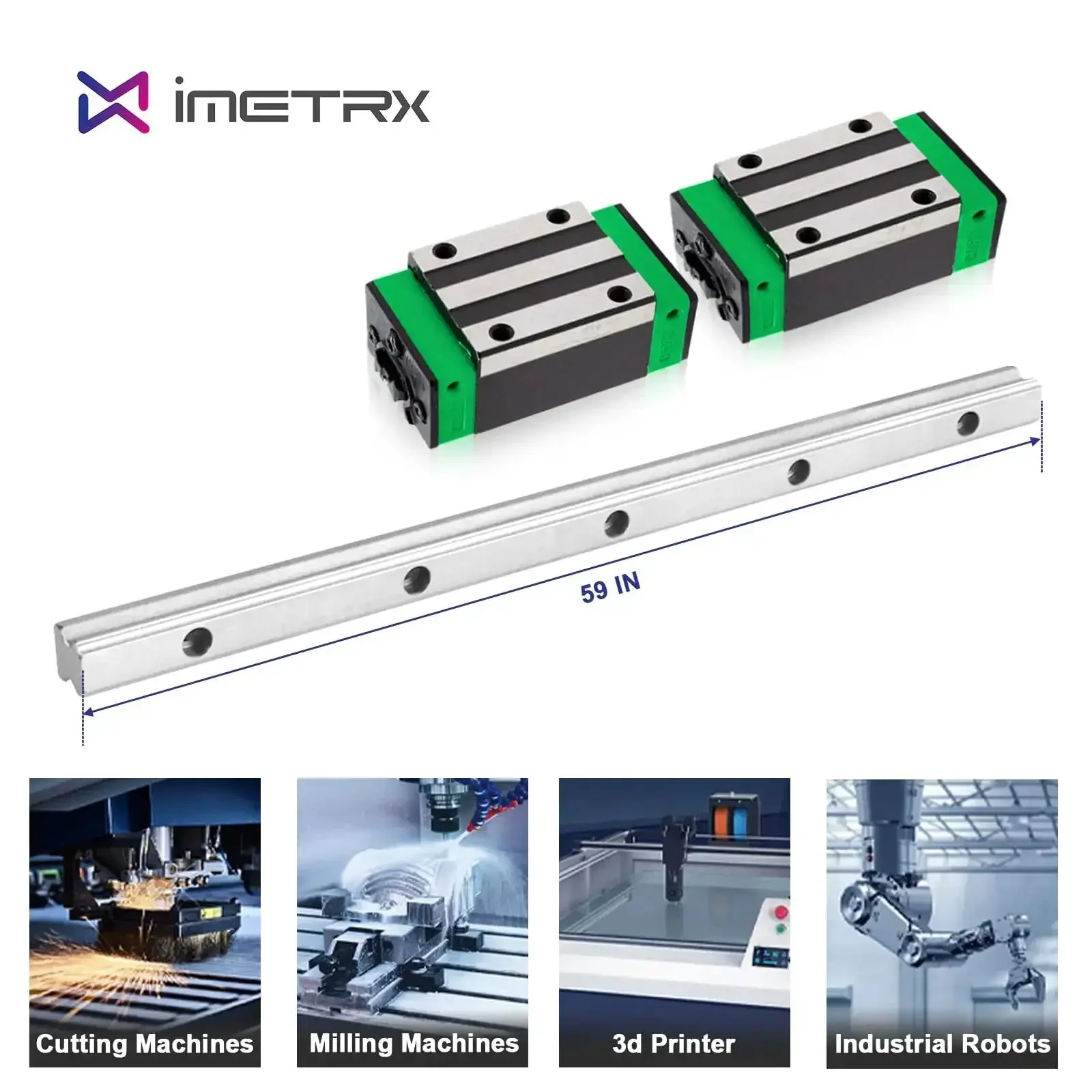 Beefy 2 HGR20 Linear Guide Rails And 4 HGH20CA Bearing Blocks 1500mm Length High Precision Rust Resistant Steel For 3D Printers CNC Routers Lathes And DIY Automation - Image 2