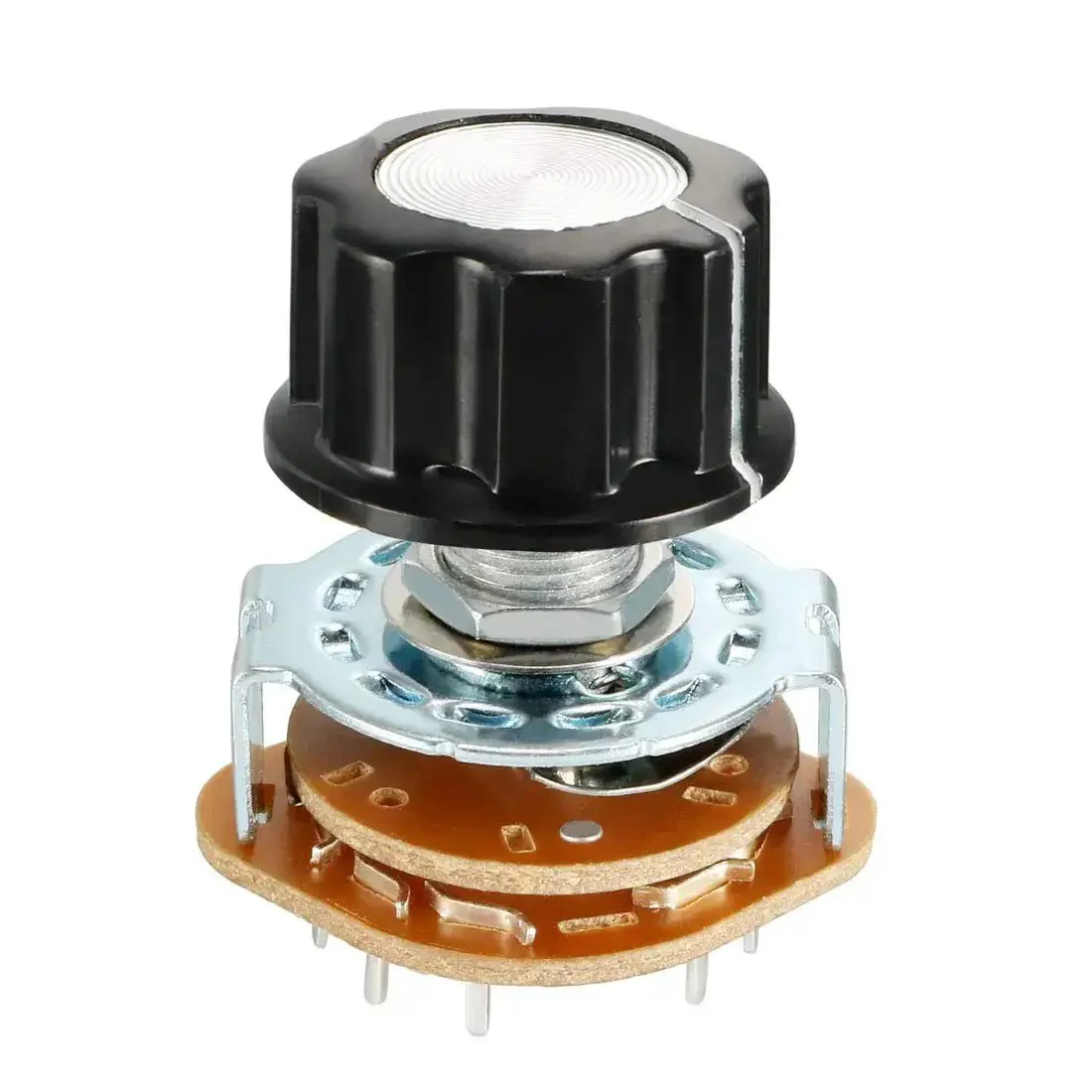 Beefy 2 Pole 5 Position Rotary Switch With 6mm Shaft And 9mm Thread Single Deck Band Selector Includes Mounting Nut And Black Plastic Knob For Easy Channel Switching