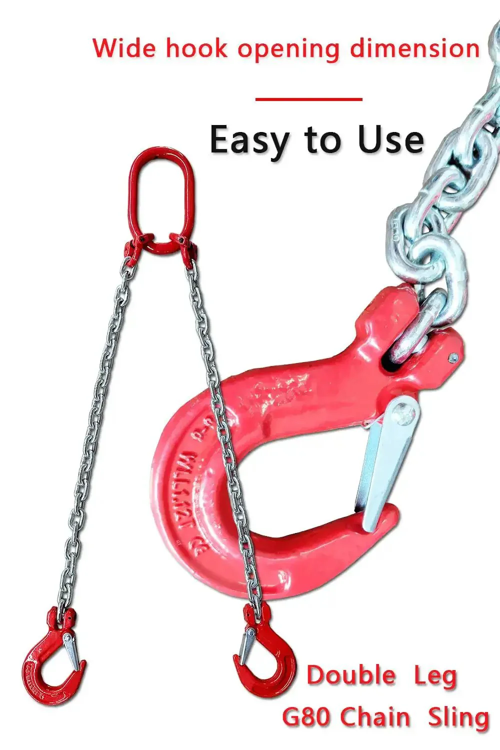 Beefy 2 Ton Grade 80 Alloy Steel Chain Sling 5 Ft Long 2 Leg With Sling Hooks And Adjustable Slings For Heavy Lifting And Hoist Applications Galvanized And Welded For Durability - Image 4