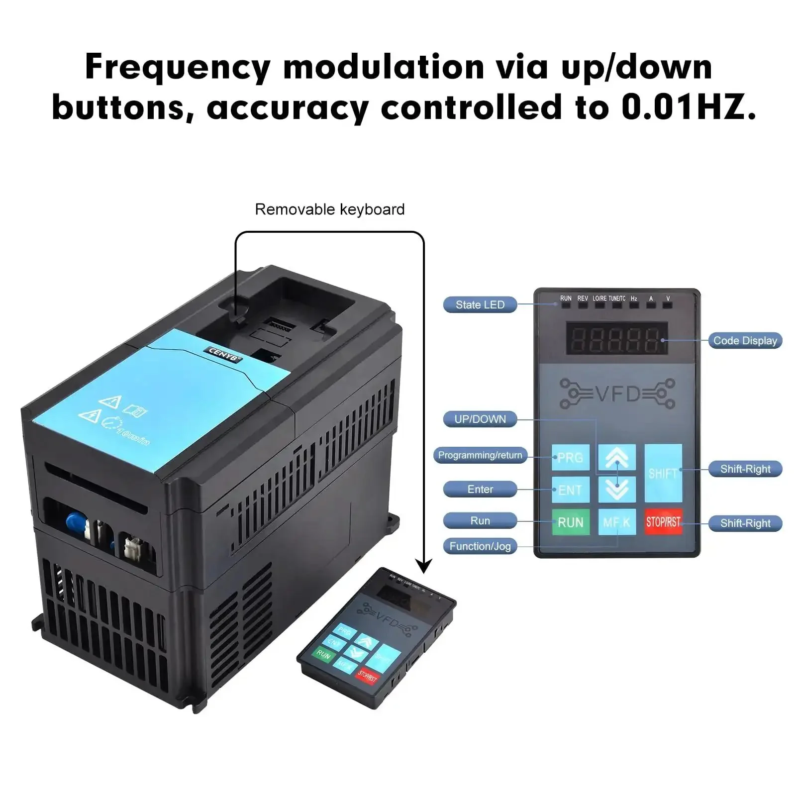 Beefy 2.2 kW VFD For CNC Spindle Speed Control 3 HP 220V Input And 220V Three Phase Output 0 To 3000 Hz Up Down Tune Mode Precise 0.01 Hz Control Inverter Drive For Precision Motor Speed - Image 6