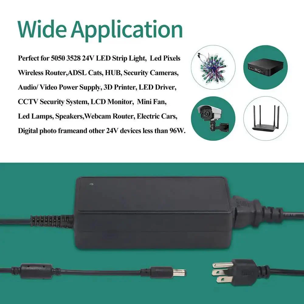 Beefy 24V DC Power Adapter 5A Switching Power Supply For LED Strip Lights CCTV Cameras And LCD Monitors From Universal 100-240V AC To 24V DC With 5.5mm X 2.5mm Plug - Image 3