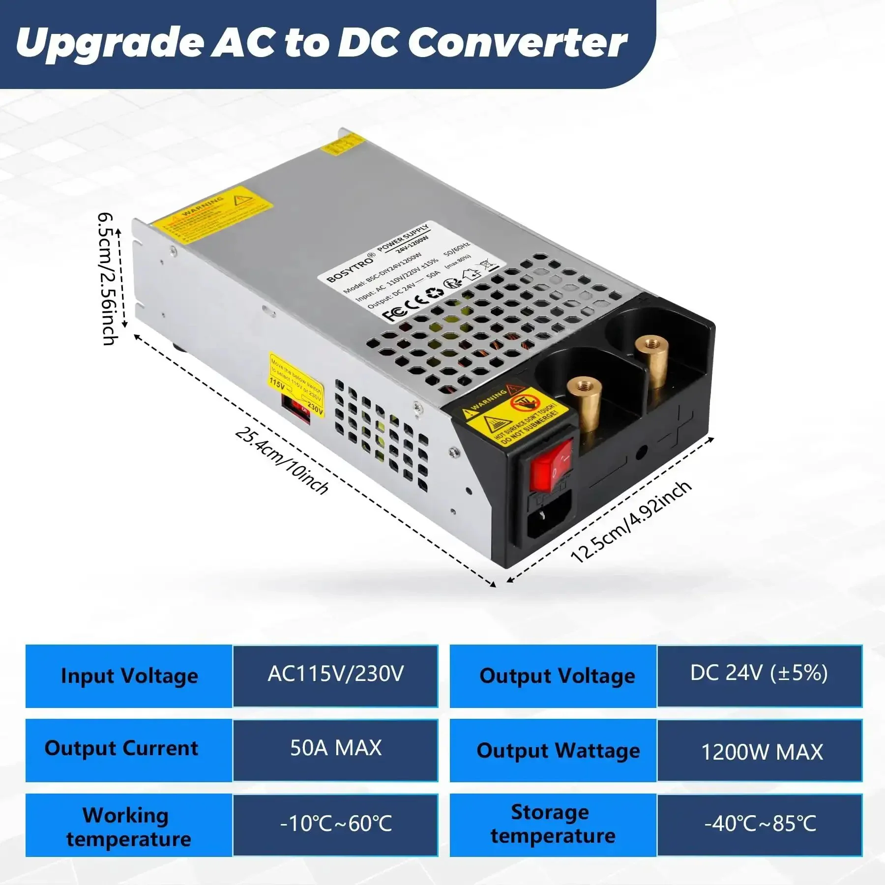 Beefy 24V DC Power Supply 1200W AC to DC Converter SMPS 50A Switching Power Supply Adapter for 3D Printers RV LED Strips Motors CCTV and Lab Equipment Easy Setup High Current Reliable Performance - Image 7