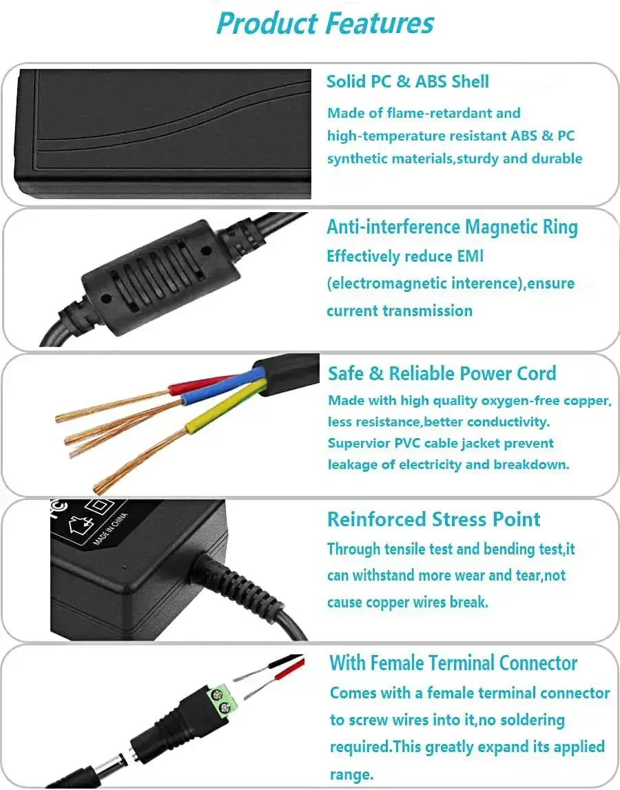 Beefy 24V DC Power Supply 4A 96W 100 240V AC To 24V DC Switching Adapter With 5.5x2.5mm Plug For LED Strip Lights CCTV Cameras And Other 24 Volt Devices Reliable Durable - Image 5
