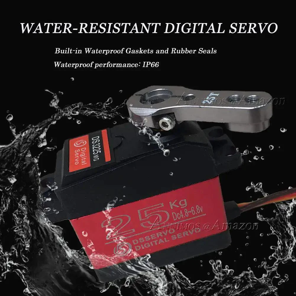 Beefy 25Kg RC Digital Servo With Full Metal Gear Waterproof 180 Degree Control Angle DS3225MG Delivers High Torque And Fast Speed Long 17Inch Power Cable Includes 25T Adjustable Metal Servo Arm For Easy Setup - Image 7