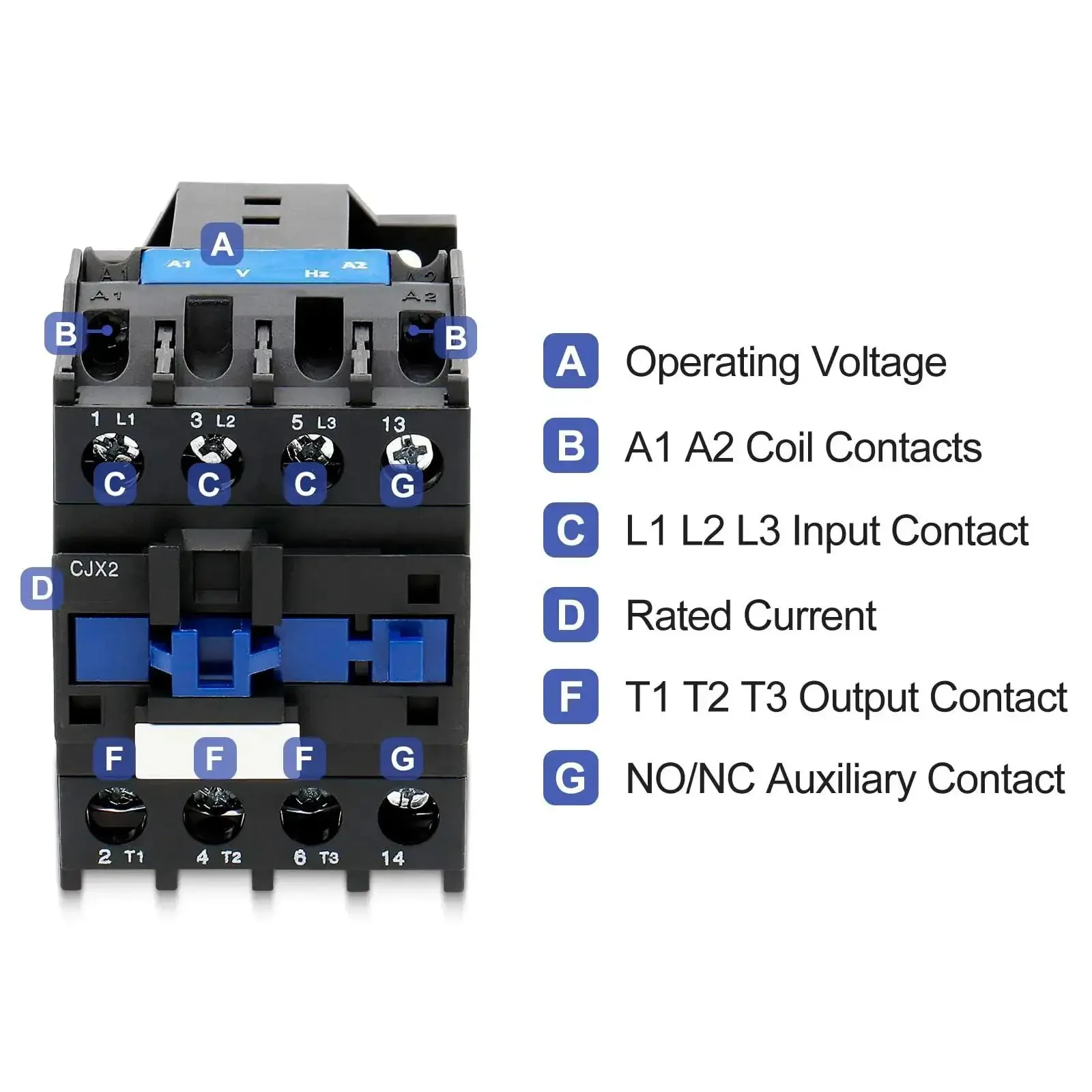 Beefy 3-Pole AC Contactor CJX2-1810 With 24VAC Coil, 3NO And 1NO Auxiliary, 660V 3-Phase, DIN Rail Mount, Built For Motor Starters, Pumps, And Industrial Control Panels, 18A - Image 2