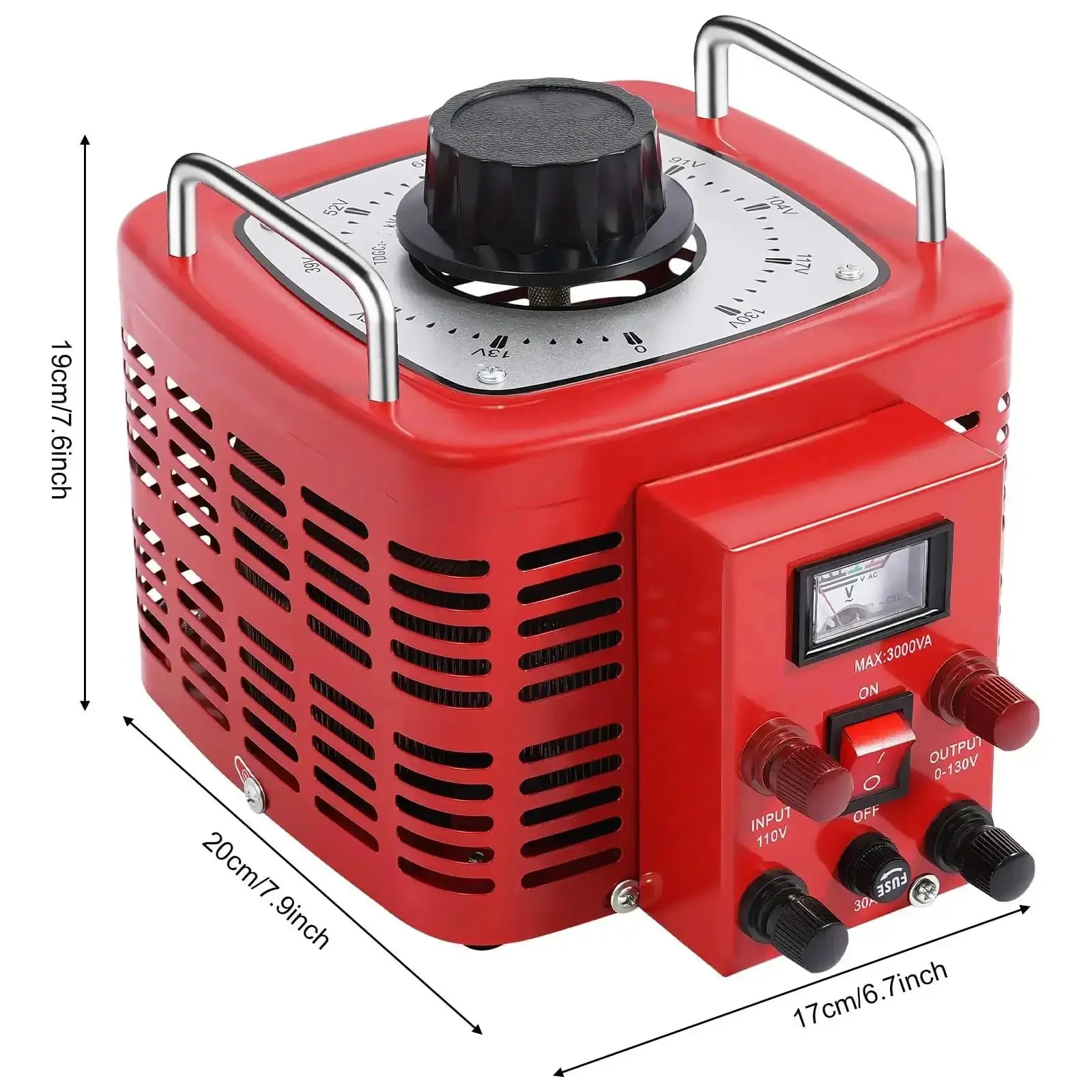Beefy 3000W Variac Transformer With 0 To 130V Output 3000VA Metered Voltage Regulator Adjustable 30A Power Converter For Home Workshop And Industrial Use - Image 2
