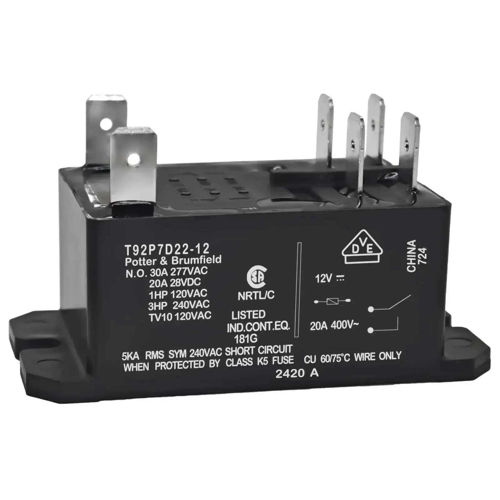 Beefy 30A 12V DC Panel Mount Relay With DPST NO Contacts For General Purpose High Power PCB Switching In Heavy Load Industrial Control Automotive Projects And Home Automation Setups