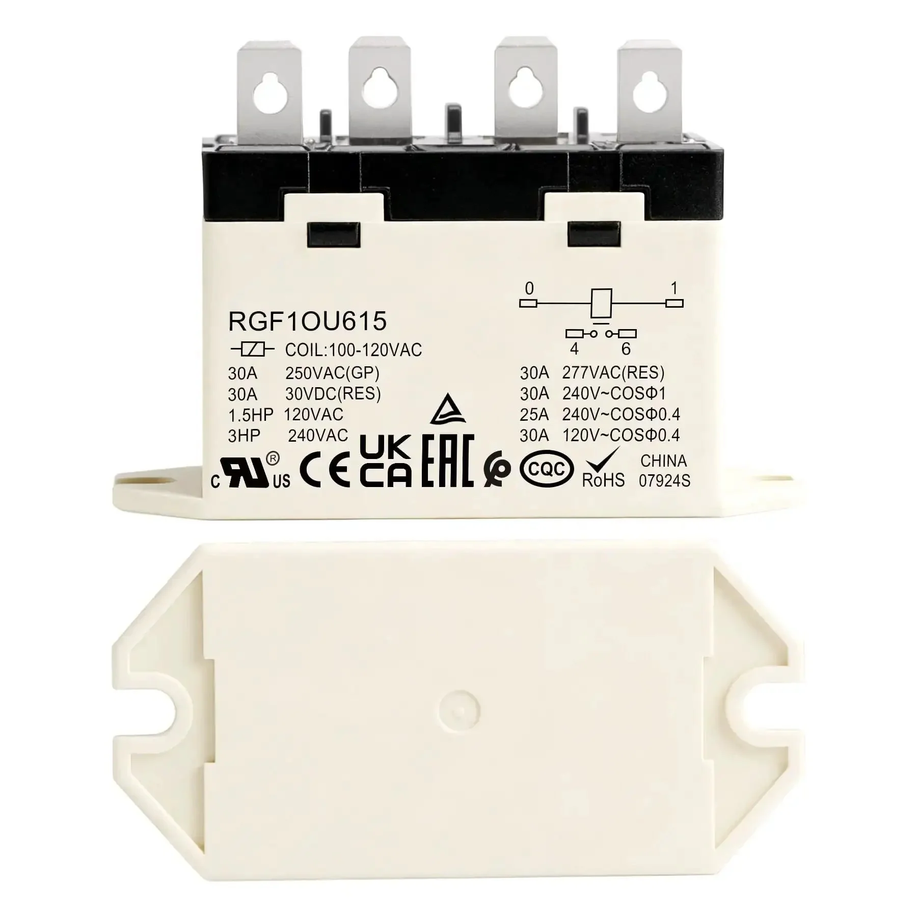 Beefy 30A General Purpose Relay For Industrial Use, 120V AC Coil, SPST-NO 4-Pin, UL CE TUV RoHS Certified, 2-Pack Replaces G7L-1A-TUB-CB-AC100 Or AC120, High-Current Control Relay With Double-Break Contacts - Image 4