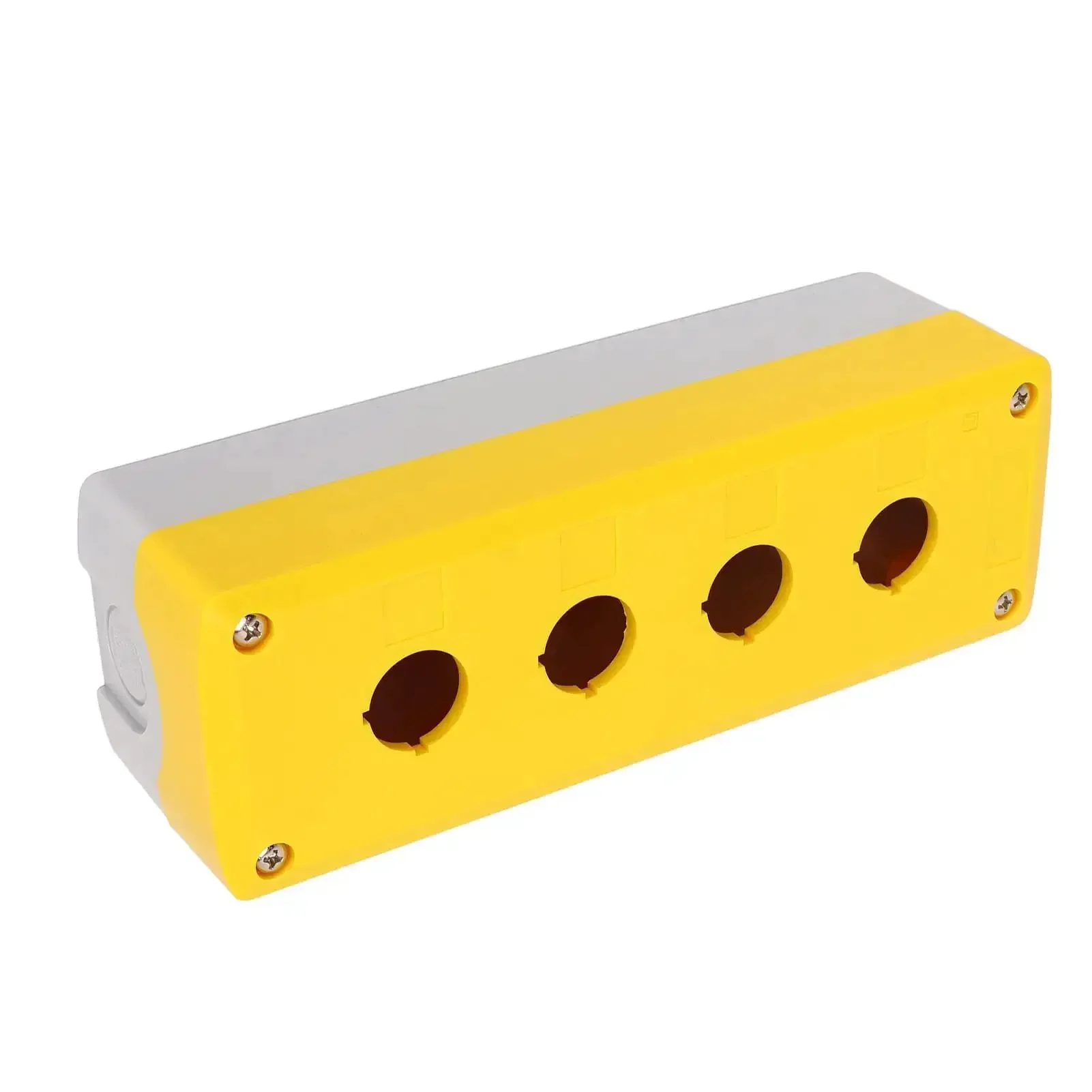 Beefy 4 Gang ABS Push Button Control Station Enclosure, Heavy Duty Industrial Electrical Box In Bright Yellow, IP65 Rated Protection For Control Panels And Machinery In Harsh Rugged Environments - Image 4