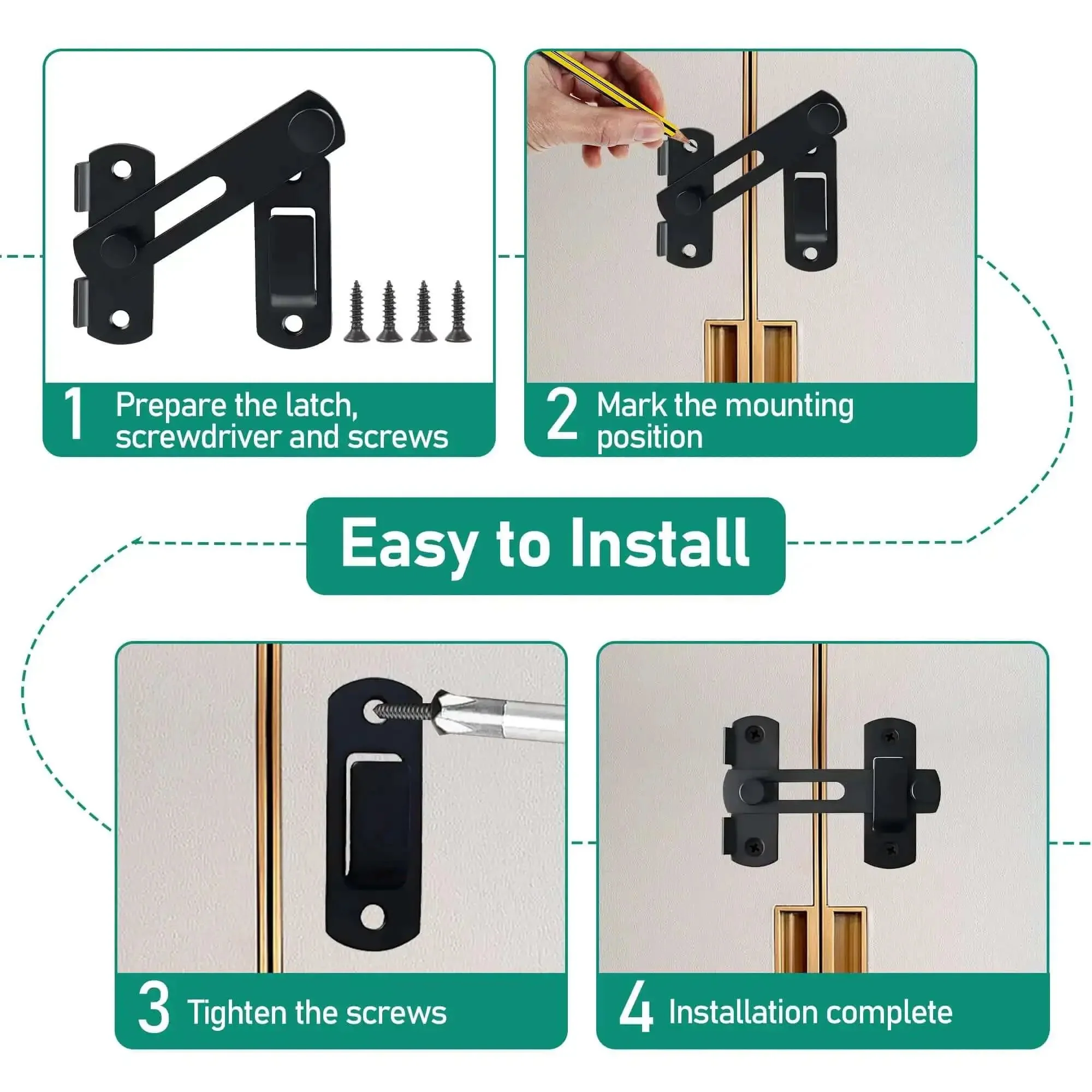 Beefy 4 Inch Heavy Duty Flip Latch Gate Latches For Barn Wood Fence And Sliding French Doors Matte Black SUS304 Stainless Steel Hardware Built Tough To Weatherproof And Resist Rust - Image 2