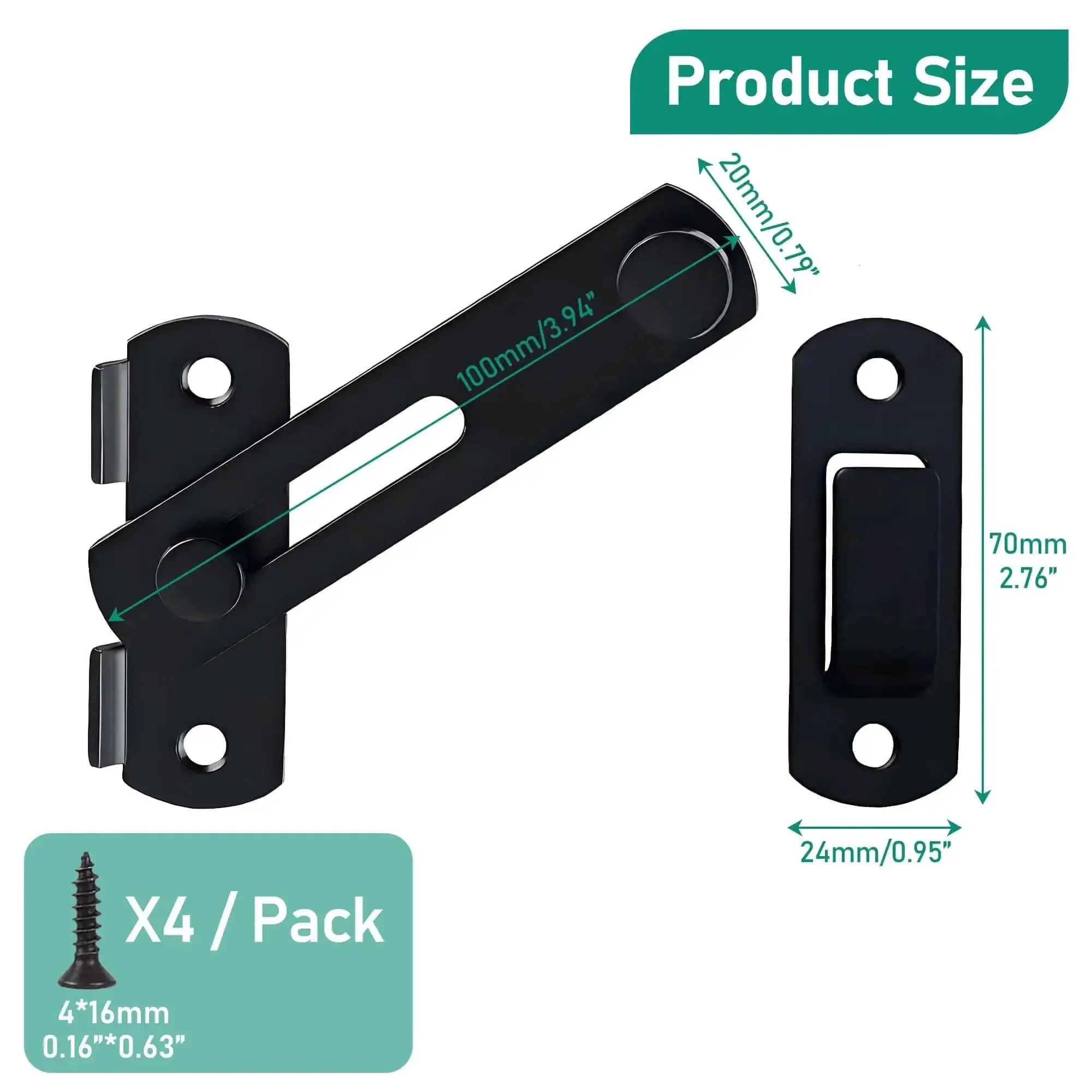 Beefy 4 Inch Heavy Duty Flip Latch Gate Latches For Barn Wood Fence And Sliding French Doors Matte Black SUS304 Stainless Steel Hardware Built Tough To Weatherproof And Resist Rust - Image 3