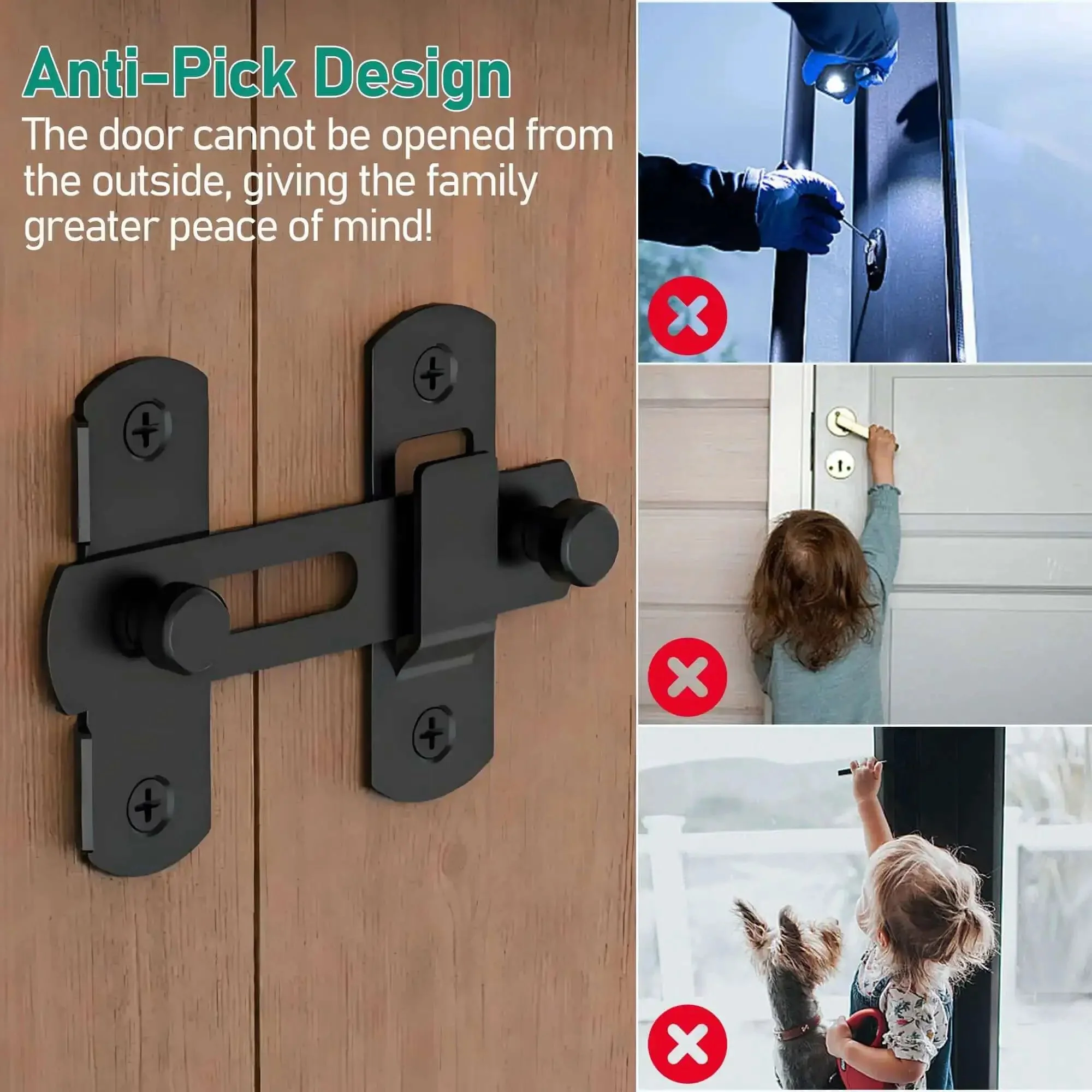 Beefy 4 Inch Heavy Duty Flip Latch Gate Latches For Barn Wood Fence And Sliding French Doors Matte Black SUS304 Stainless Steel Hardware Built Tough To Weatherproof And Resist Rust - Image 4