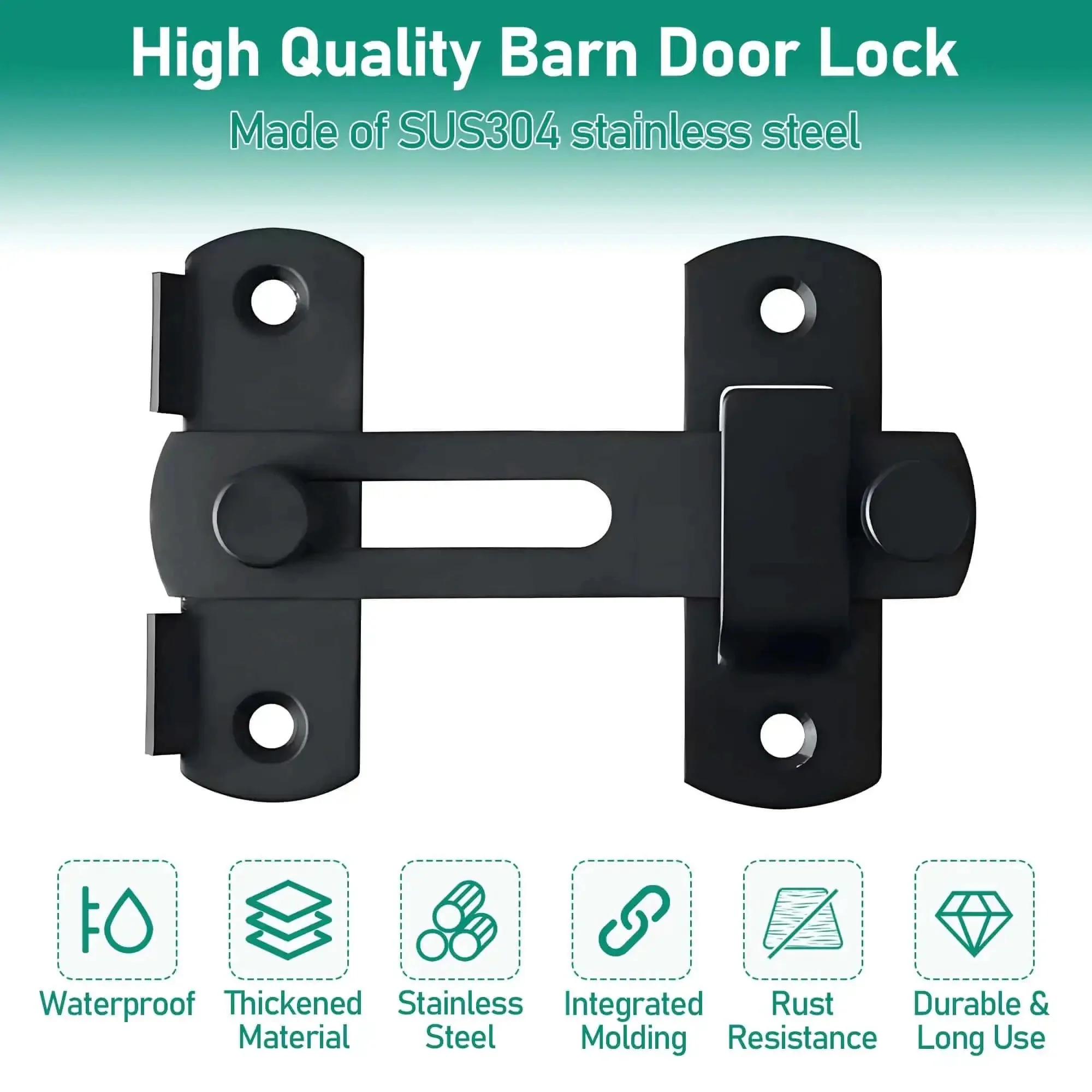 Beefy 4 Inch Heavy Duty Flip Latch Gate Latches For Barn Wood Fence And Sliding French Doors Matte Black SUS304 Stainless Steel Hardware Built Tough To Weatherproof And Resist Rust - Image 6