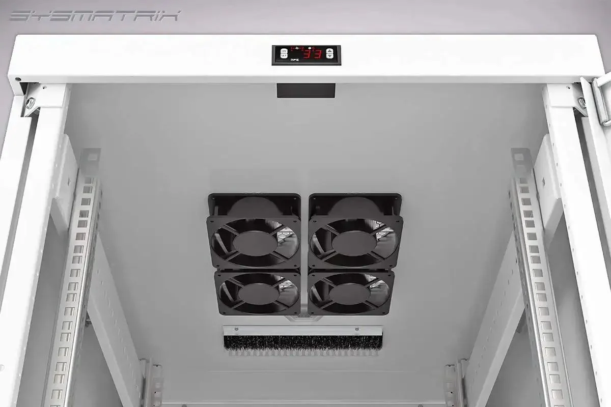 Beefy 42U Server Rack Cabinet With 35 Inch Depth Free Standing IT Enclosure Air Control System Four Cooling Fans PDU Glass Door Lockable Side Panels And One Shelf For 19 Inch Mount Equipment Ideal For Data Centers And Labs - Image 4