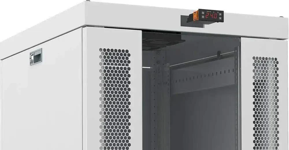 Beefy 42U Server Rack Cabinet With 35 Inch Depth Free Standing IT Enclosure Air Control System Four Cooling Fans PDU Glass Door Lockable Side Panels And One Shelf For 19 Inch Mount Equipment Ideal For Data Centers And Labs - Image 7