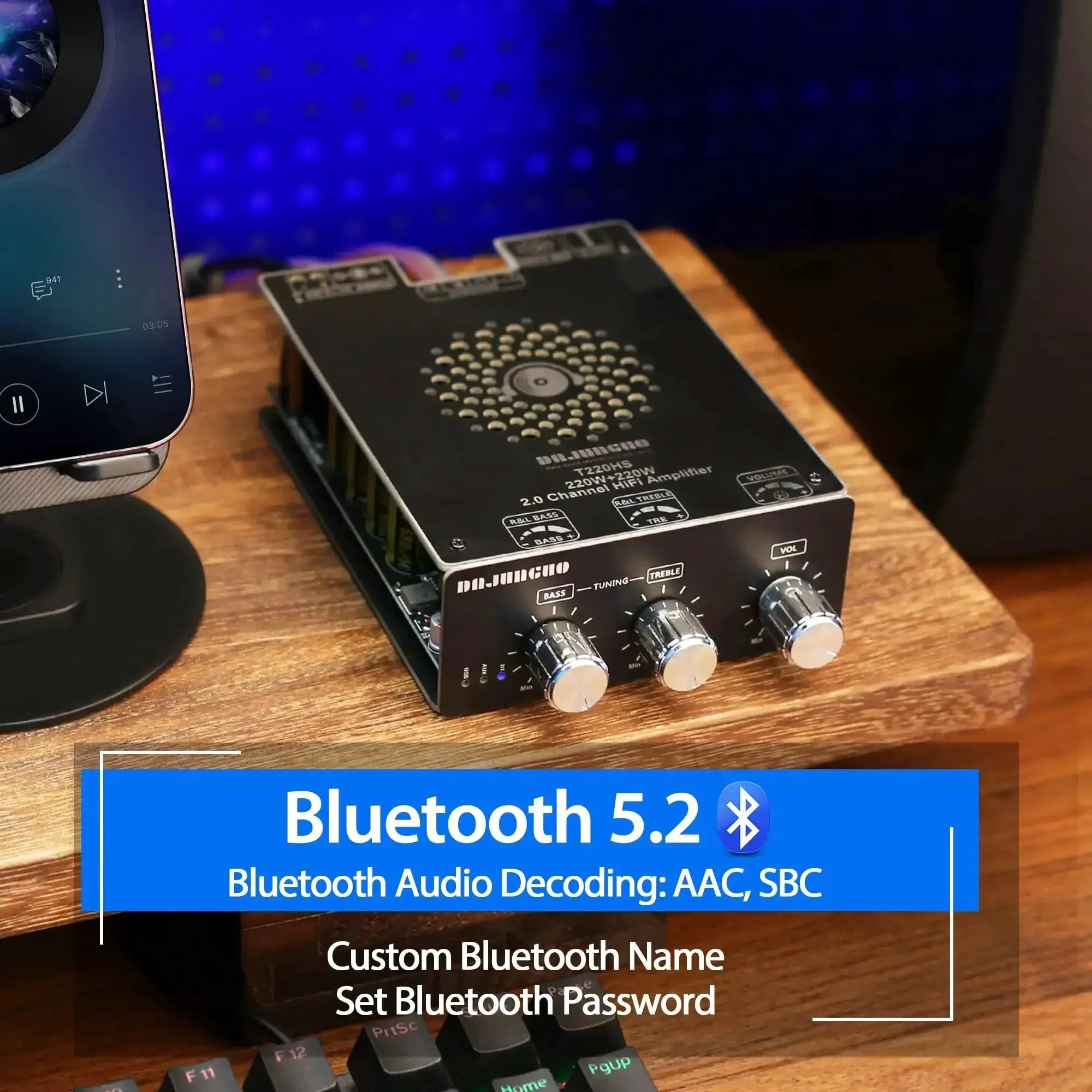 Beefy 440W Dual Channel Audio Amplifier Board With Treble And Bass Control, Dual TPA3251 Chips, DC 13 To 36V, Bluetooth 5.2 And AUX Inputs, 2.0 Channel DIY Wireless Speaker Amp Board - Image 3