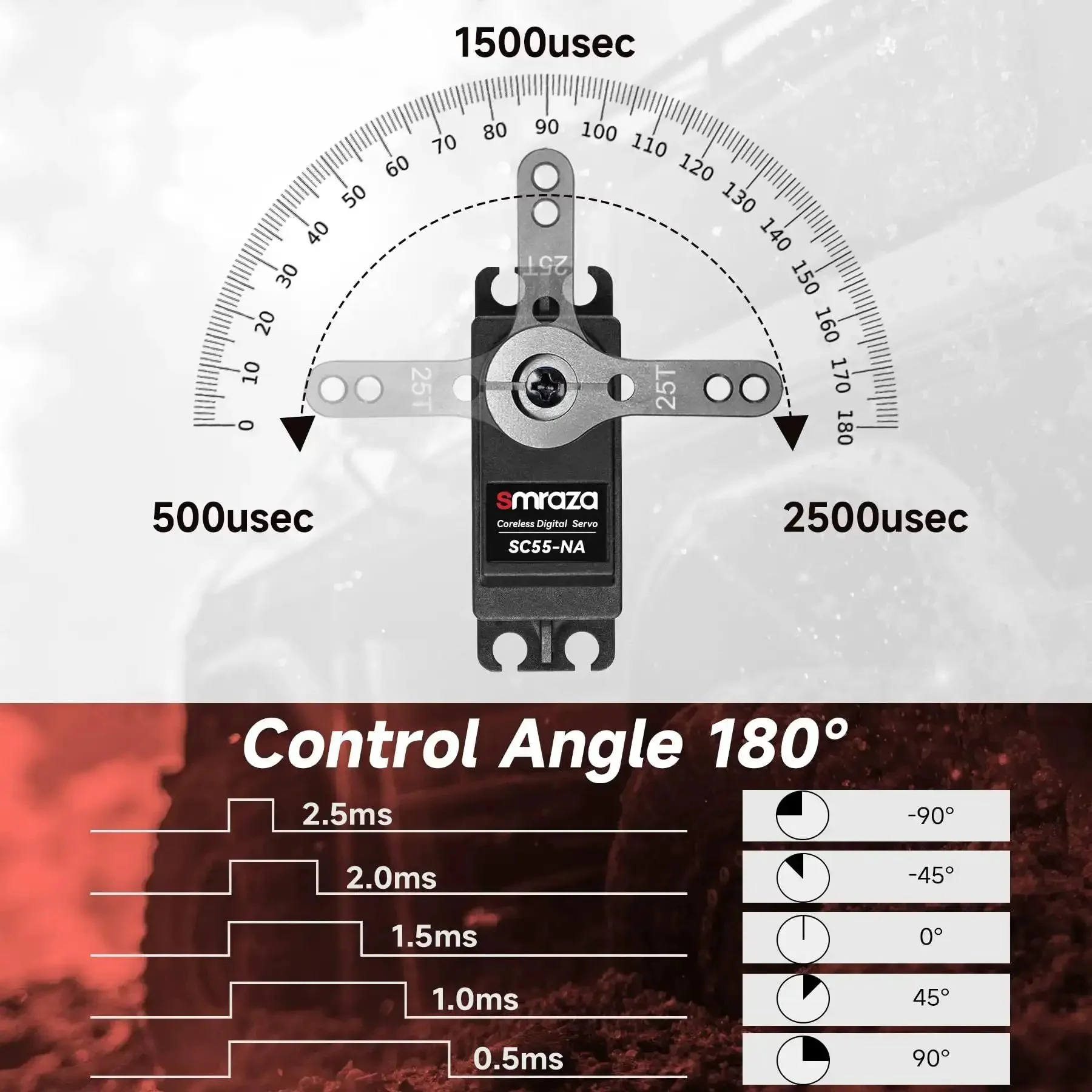 Beefy 45Kg Coreless Servo For RC Cars And Boats With 8.4V Waterproof Digital Stainless Gear, 25T Servo Horn, 180 Degree Steering, High Torque For One Eighth, One Tenth, And One Twelfth Scale Crawlers, Trucks, Robots, And Boats - Image 4