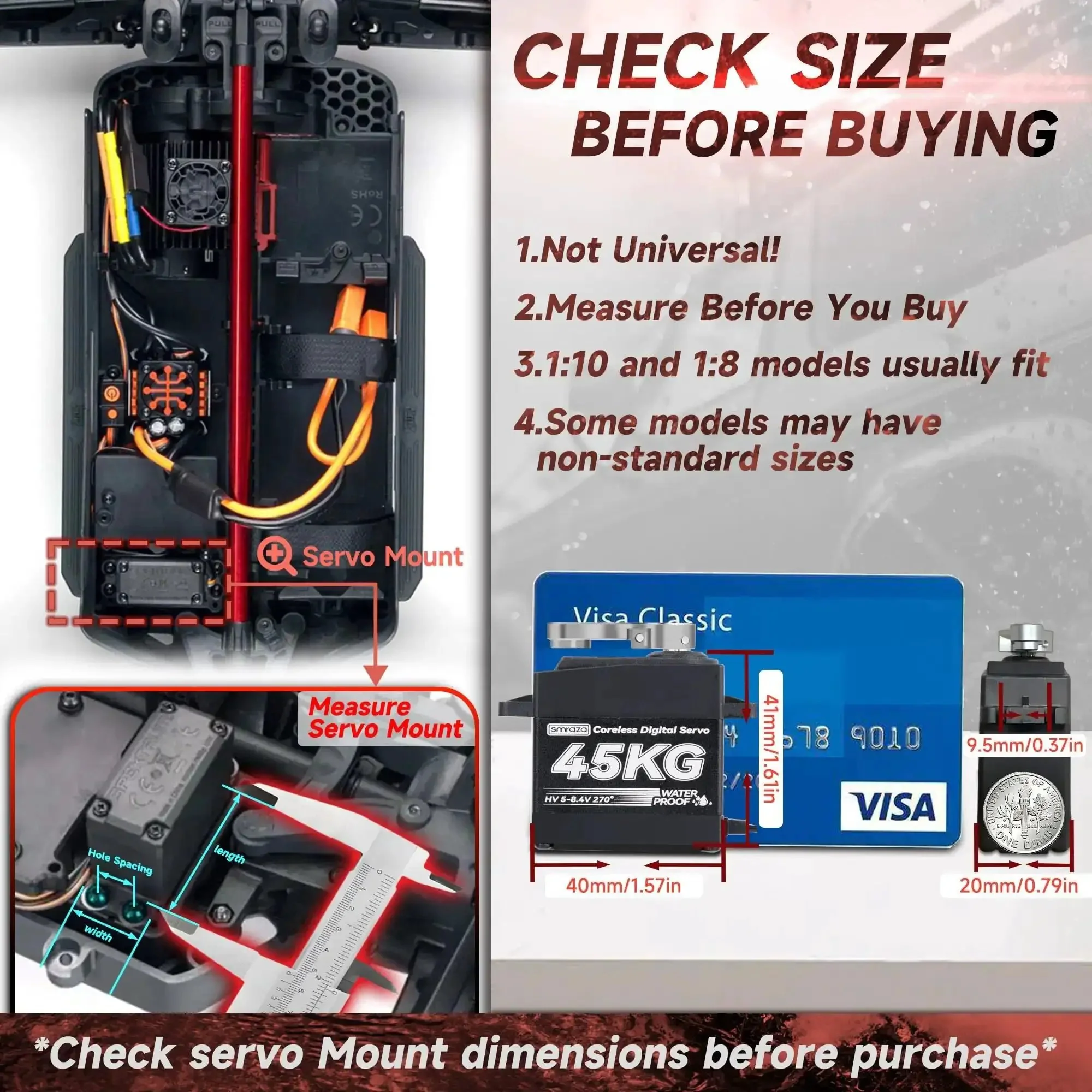 Beefy 45Kg Coreless Servo For RC Cars And Boats With 8.4V Waterproof Digital Stainless Gear, 25T Servo Horn, 180 Degree Steering, High Torque For One Eighth, One Tenth, And One Twelfth Scale Crawlers, Trucks, Robots, And Boats - Image 5