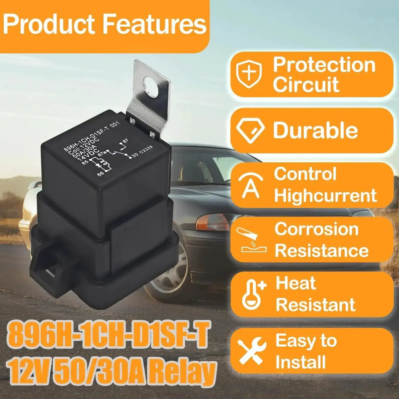 Beefy 50A SPDT Relay With 1 Form C, 12V DC Coil, Silver Tin Oxide Contacts, Quick Connect Terminals For Automotive And Industrial Switching, Heavy-Duty Electromechanical Power Relay - Image 4