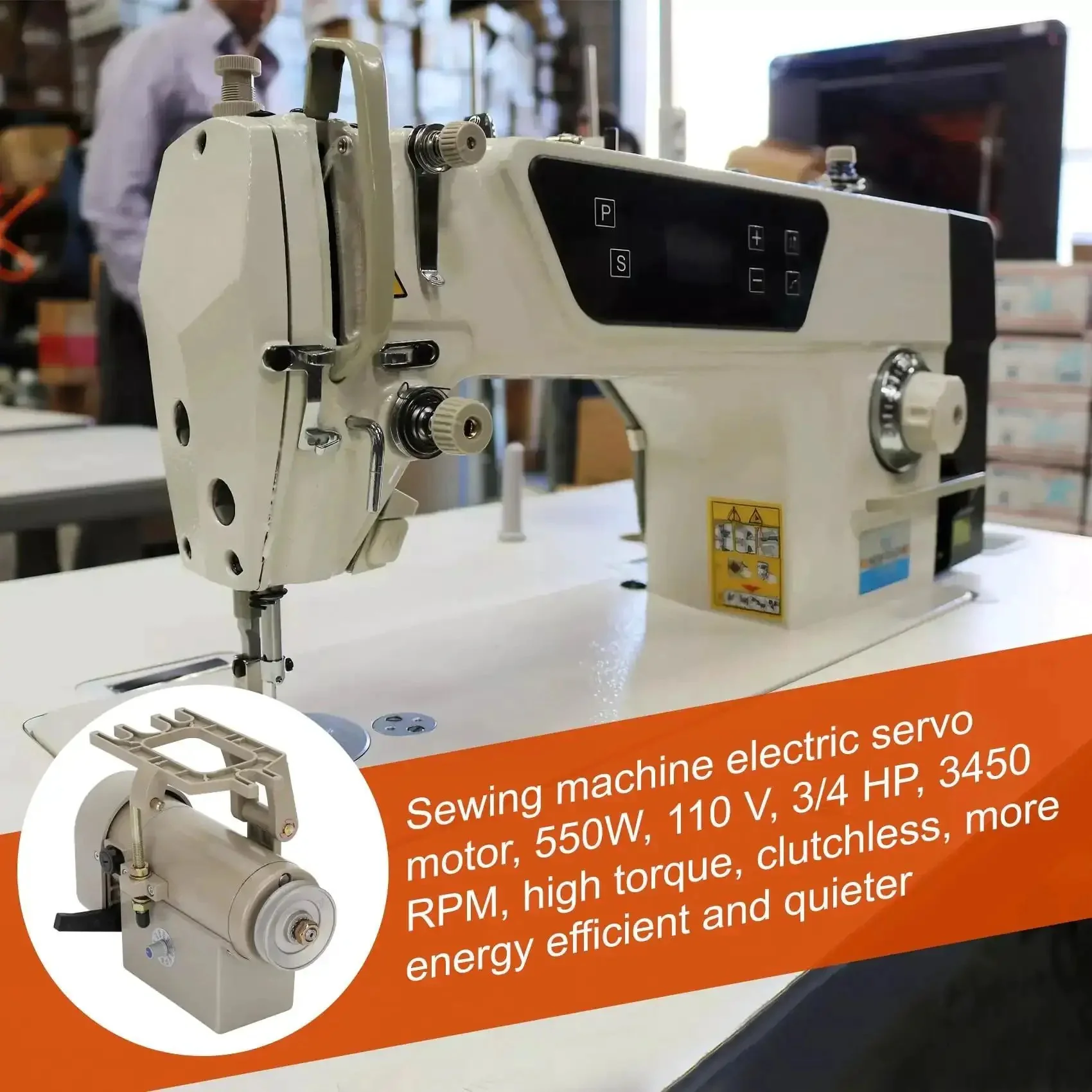 Beefy 550W Sewing Machine Servo Motor Workhorse For Home And Industrial Use, 110V AC, 3/4HP, 3450RPM, Quiet And Energy Efficient Carbon Brush Servo Drive In Durable Metal Case With Easy Install - Image 3