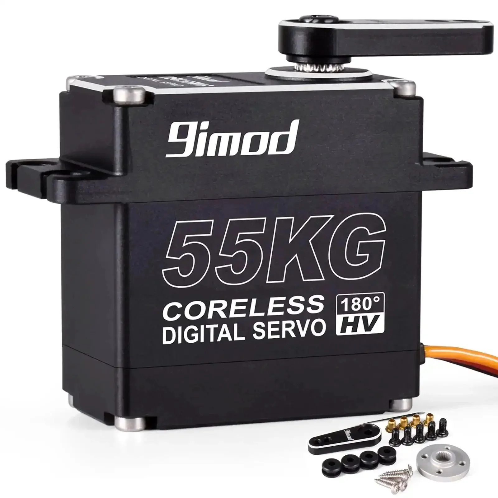 Beefy 55Kg High Torque Servo With Coreless Motor, High Speed HV 8.4V Waterproof Crawler Servo, Stainless Steel Gears, Low Profile Rc Steering For 1/8 1/10 1/12 Scale Cars And Diy Robots, 180 Degree Action