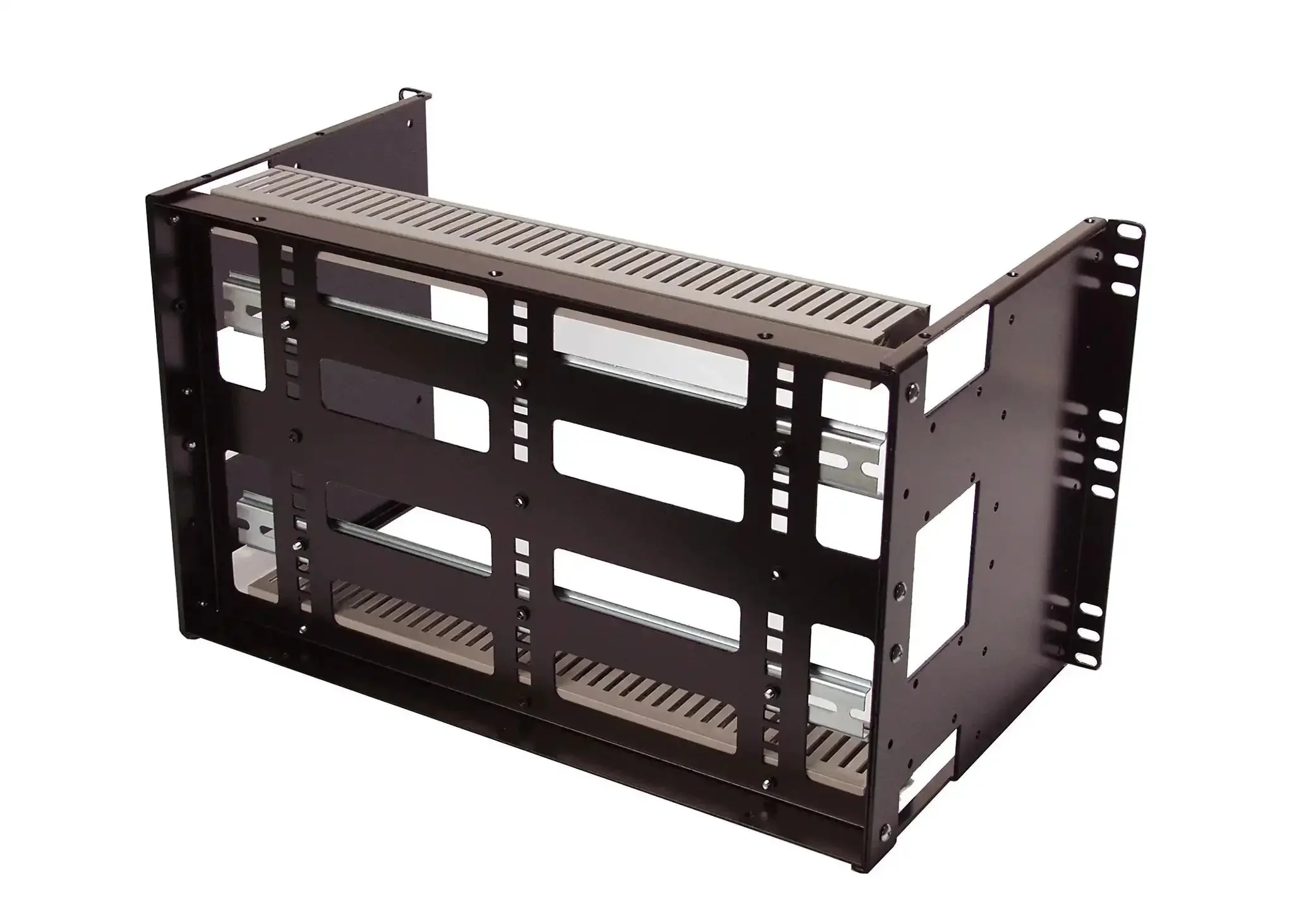 Beefy 6U Din Rail Panel For Standard 19 Inch Server Racks, Adjustable Height Mount With 14 Gauge Steel, Removable Din Rail And PVC Wire Duct To Maximize Space And Pack More Gear - Image 2