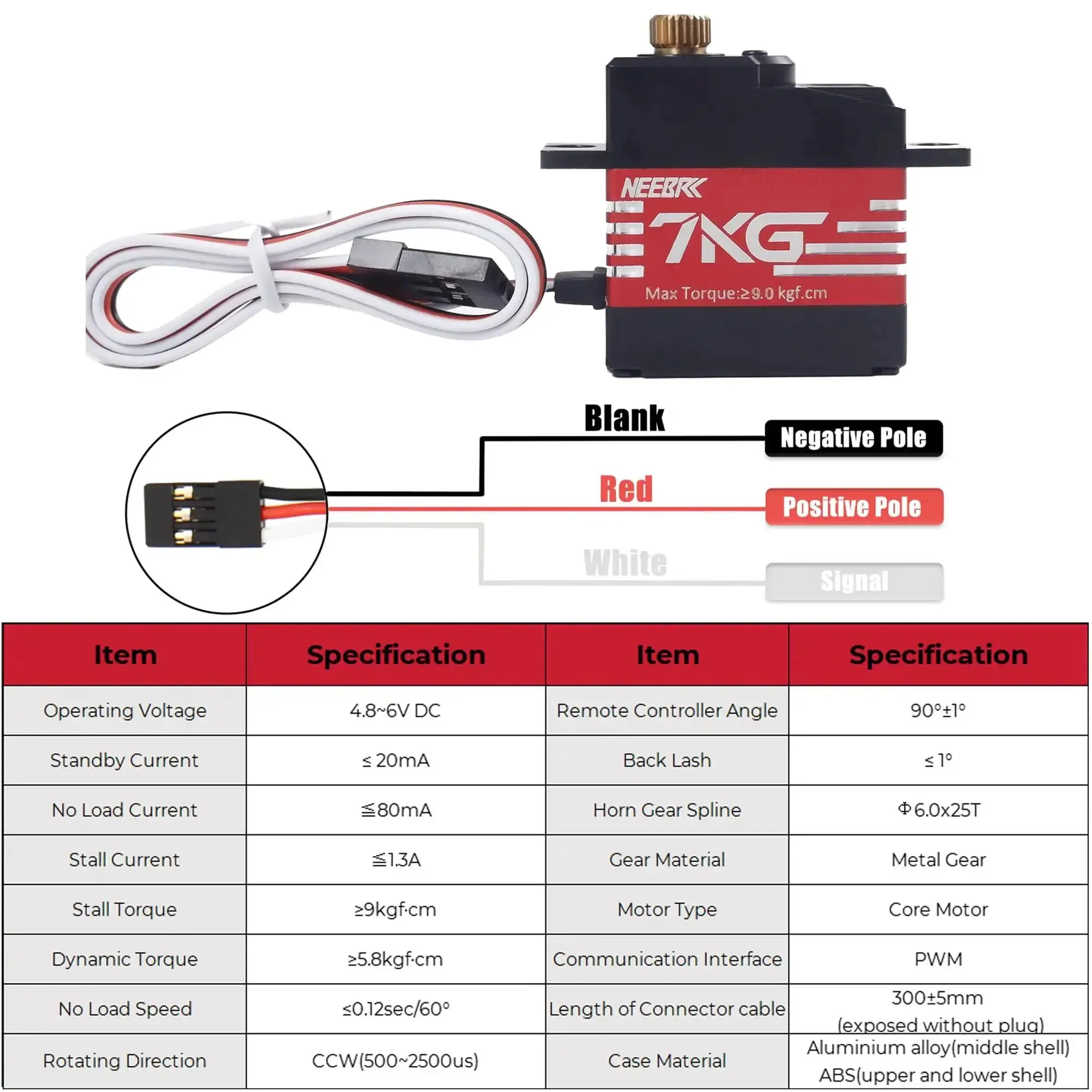 Beefy 7Kg Digital RC Servo With Full Metal Gear Ultra Durable High Torque Micro Servo 25T Arm Included For 1/14 And 1/16 RC Cars Planes Helicopters Boats And Fixed Wing Projects - Image 8
