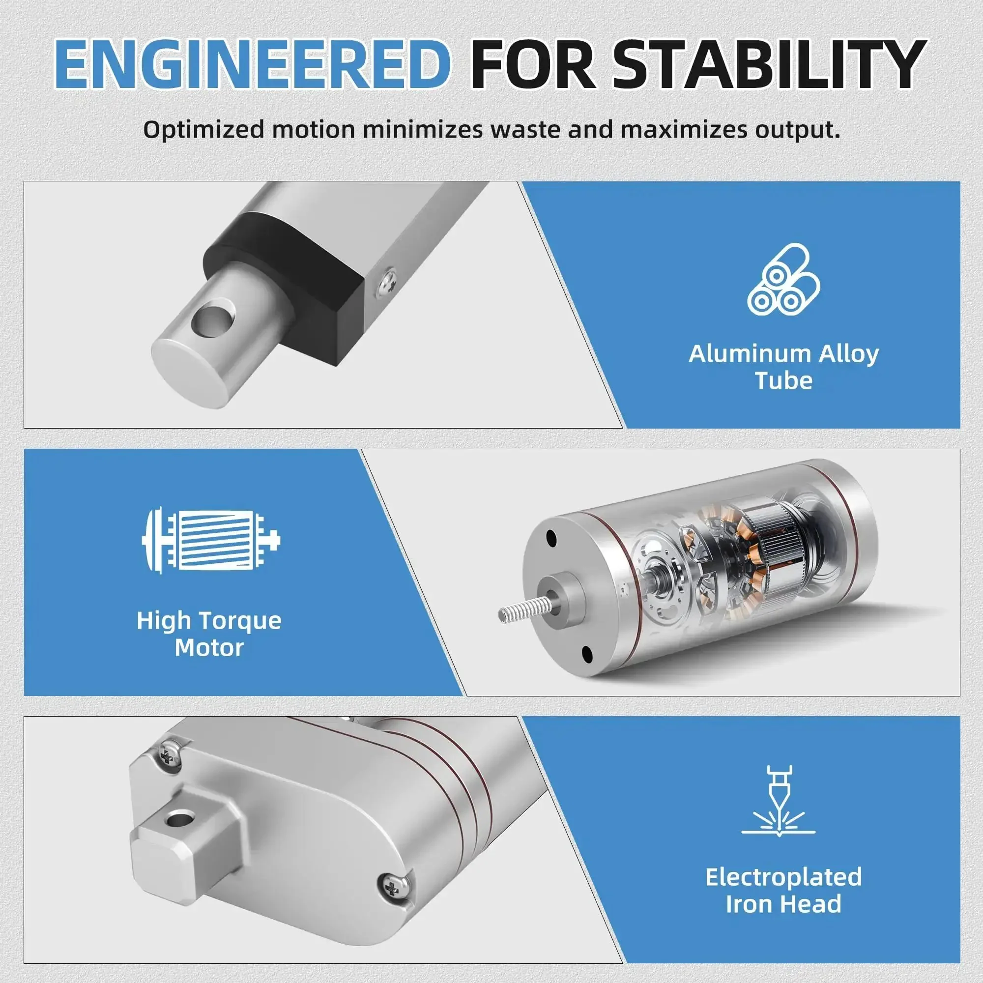 Beefy 8 Inch 12V Linear Actuator With 330Lb Thrust And 10mm Per Second Speed, Heavy Duty Electric Actuator For Industrial Use With Manual Controller, Ideal For DIY Projects, Marine And Automotive Applications - Image 3