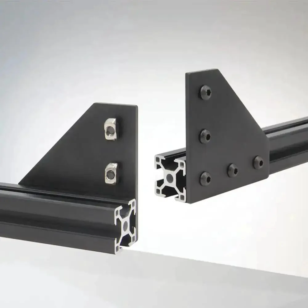 Beefy 90 Degree L Shape Corner Bracket Plate Set For 3030 Aluminum Extrusion Profiles With 5 Holes Includes M6x10mm Screws And T Nuts 8 Pieces Black Finish Easy Install - Image 5