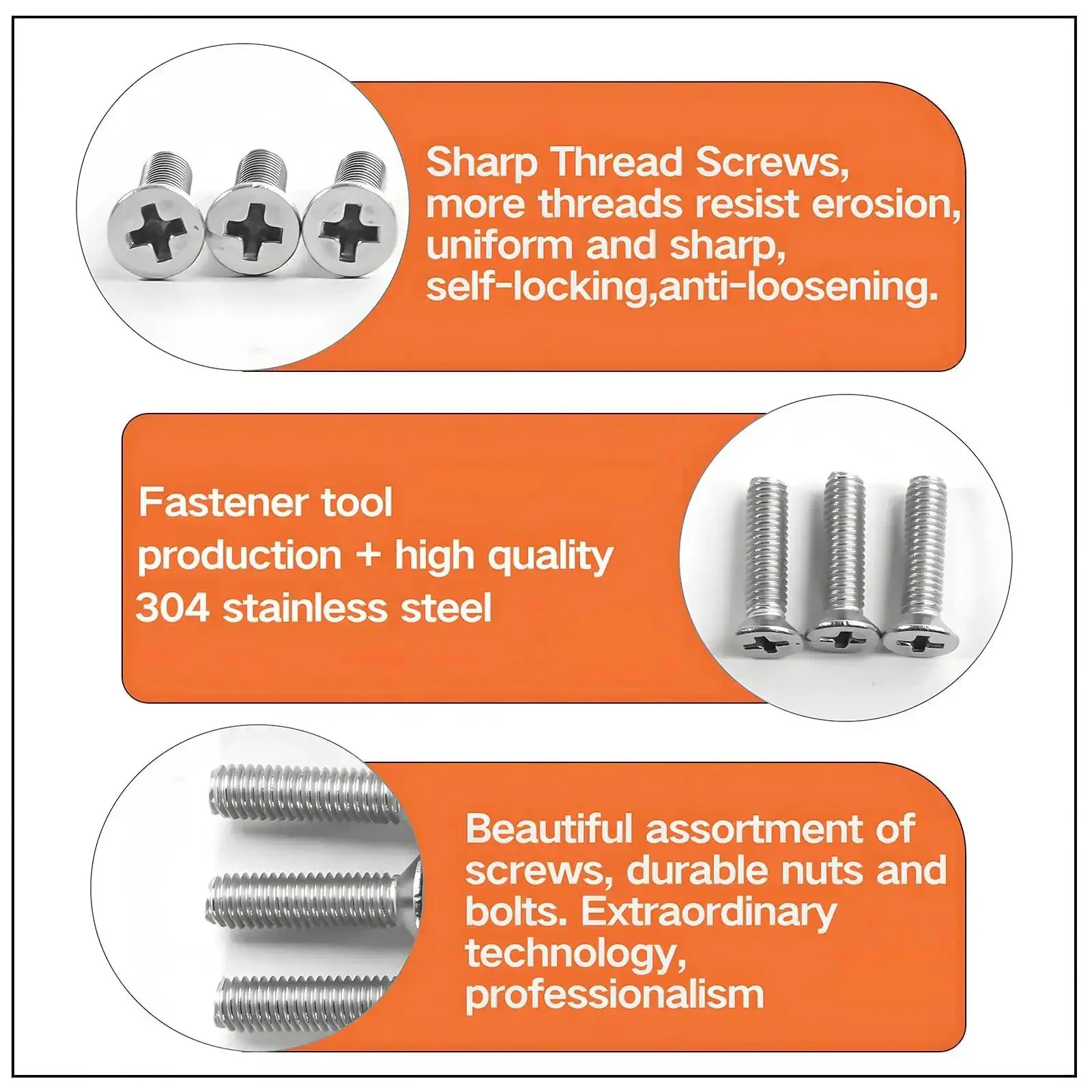 Beefy 960 Piece Laptop Screws Set In 304 Stainless Steel Flat Head Countersunk Machine Screws For SSD Drives M1.4 M1.6 M2 M2.5 M3 Full Thread Small Fasteners Kit - Image 6