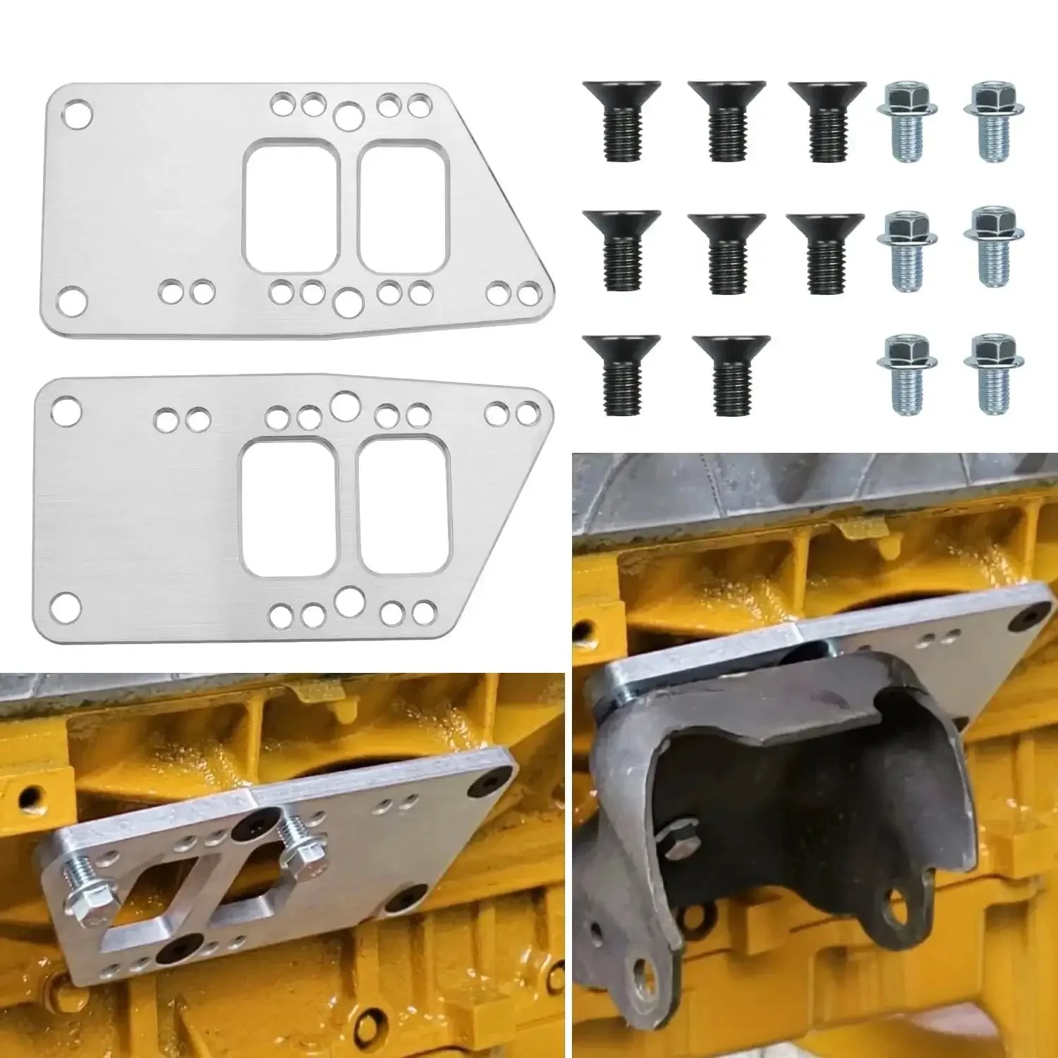 Beefy Adjustable Universal LS Swap Motor Mounts And Adapter Plates Kit For Small Block To LS Engine Conversion Plug And Play Fit For LS1 LS3 LS2 LQ4 LQ9 LS6 L92 L99 L33 LR4 Billet Aluminum