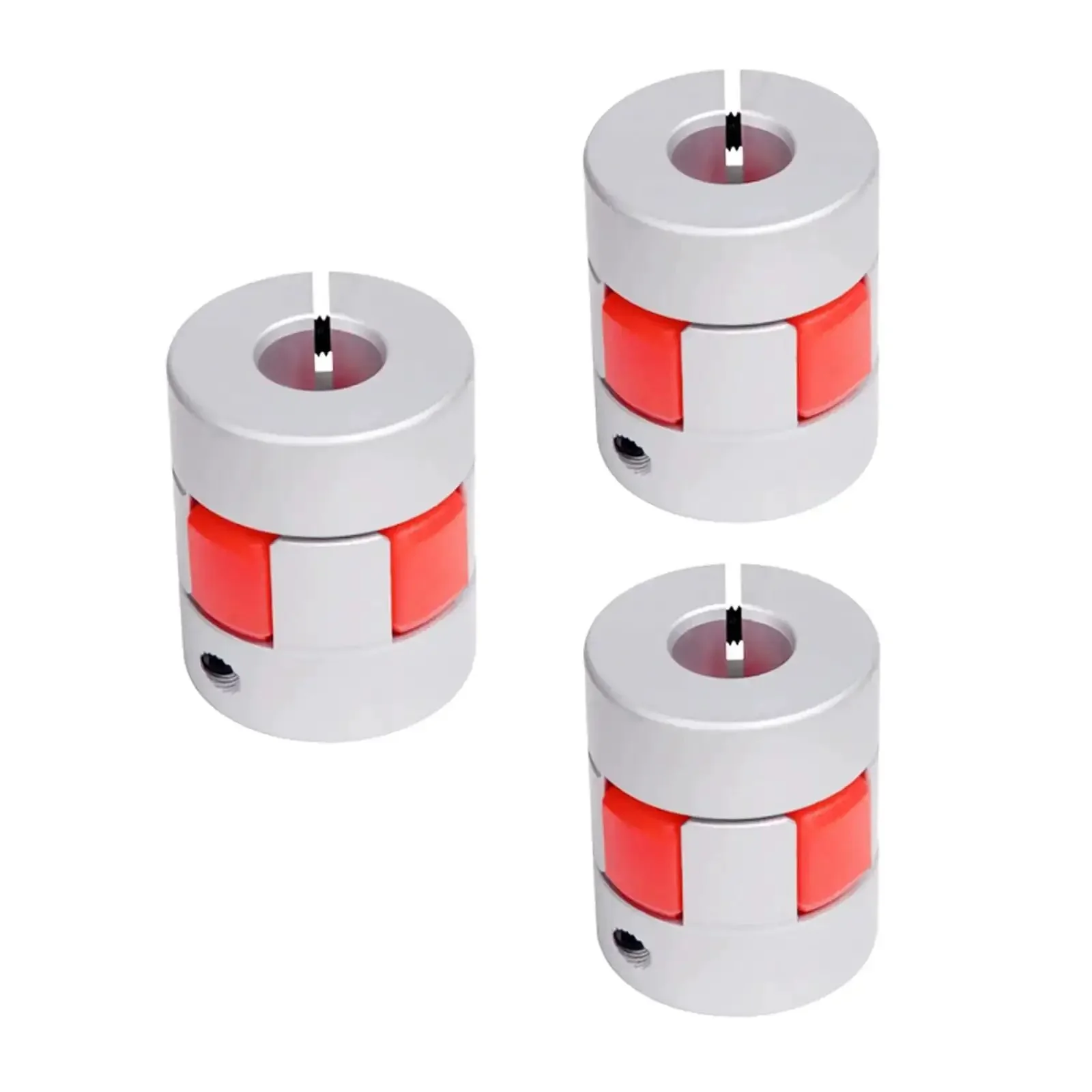Beefy Aluminum Flexible Shaft Coupling 3 Piece Set D20 x L25mm 6.35mm To 8mm Bore For Engraving Milling Drilling CNC Machines Stepper Motors 3D Printers Heavy-Duty High Torque Vibration Absorption Plum Shaped