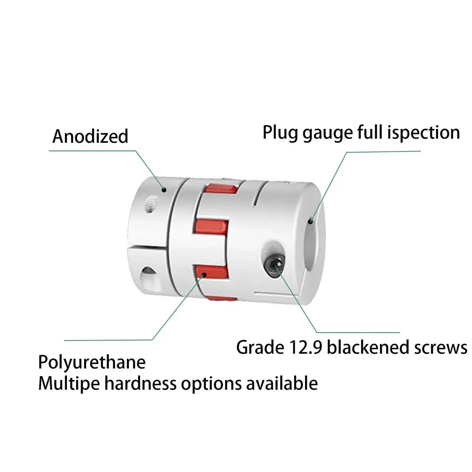 Beefy Aluminum Flexible Shaft Coupling 3 Piece Set D20 x L25mm 6.35mm To 8mm Bore For Engraving Milling Drilling CNC Machines Stepper Motors 3D Printers Heavy-Duty High Torque Vibration Absorption Plum Shaped - Image 3