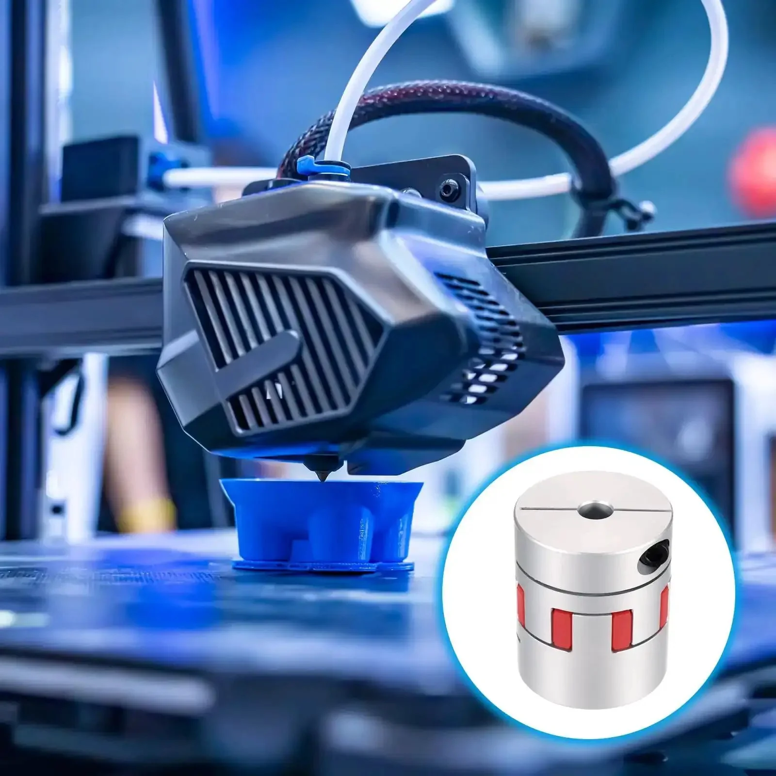 Beefy Aluminum Flexible Spider Coupling 10mm To 19mm Jaw Shaft Connector For 3D Printers CNC Routers And Milling Machines L50mm X D40mm Heavy Duty High Torque Encoder Motor Linkage - Image 3