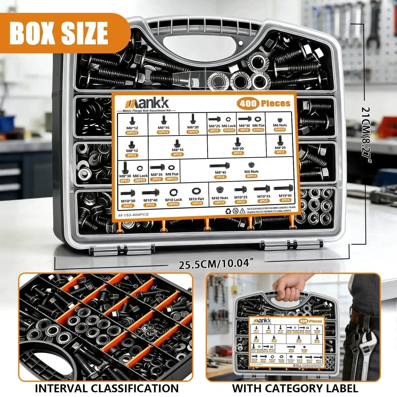 Beefy Automotive Flange Bolts And Nuts Kit 10.9 Grade Alloy Steel With Full And Half Thread Options M6x1.0 M8x1.25 M10x1.5 From 12mm To 45mm Black Finish Hex Bolts Nuts And Washers For Engines And Heavy Duty Projects - Image 5