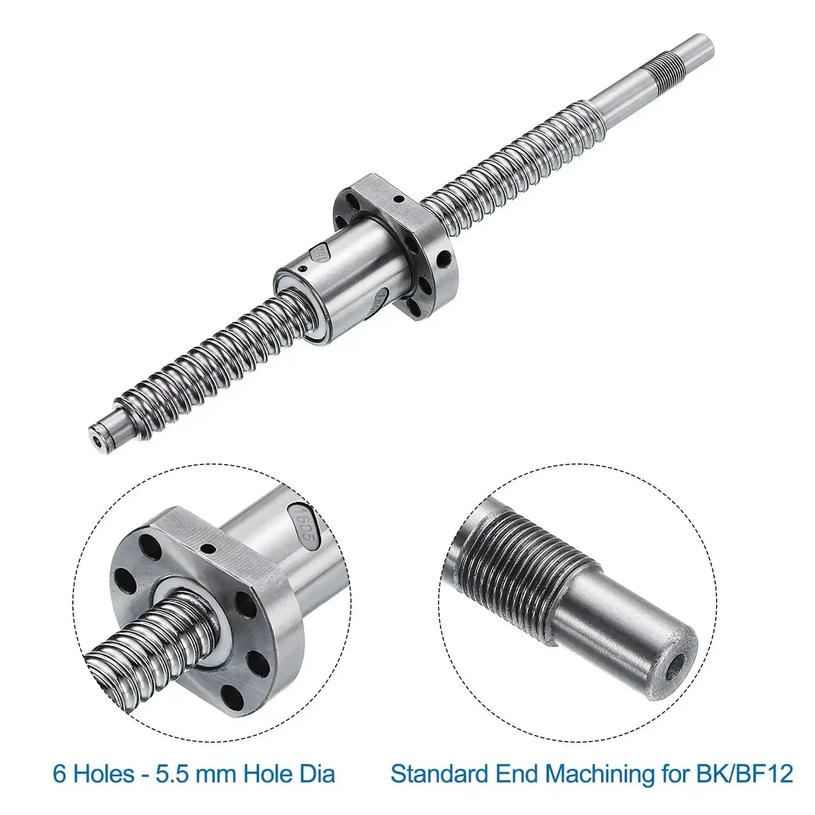Beefy Ball Screw SFU1605 16mm Diameter 5mm Lead 260mm Length With Anti Backlash Kit For BK BF12 CNC Machines And Standard End Machining For Precision Heavy Duty CNC Parts - Image 3