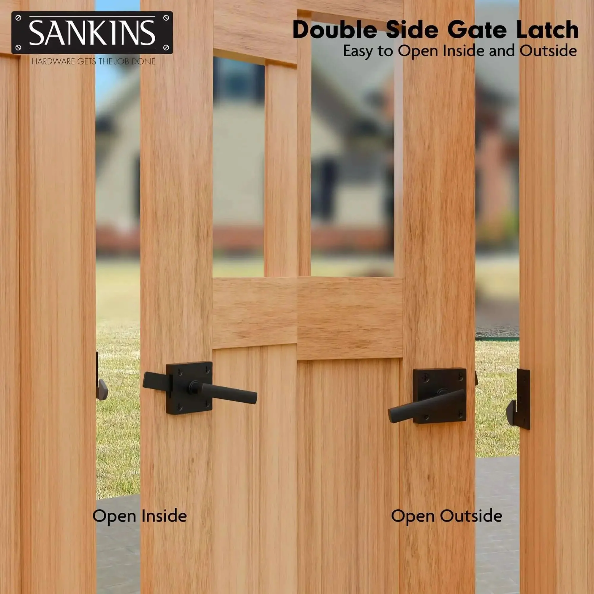 Beefy Black Heavy Duty Double Sided Gate Latch For Wooden Fence Self Locking Aluminum Gate Latch For Outdoor Use Swinging Door Gate Hardware Weatherproof Rust Resistant Easy Install - Image 2