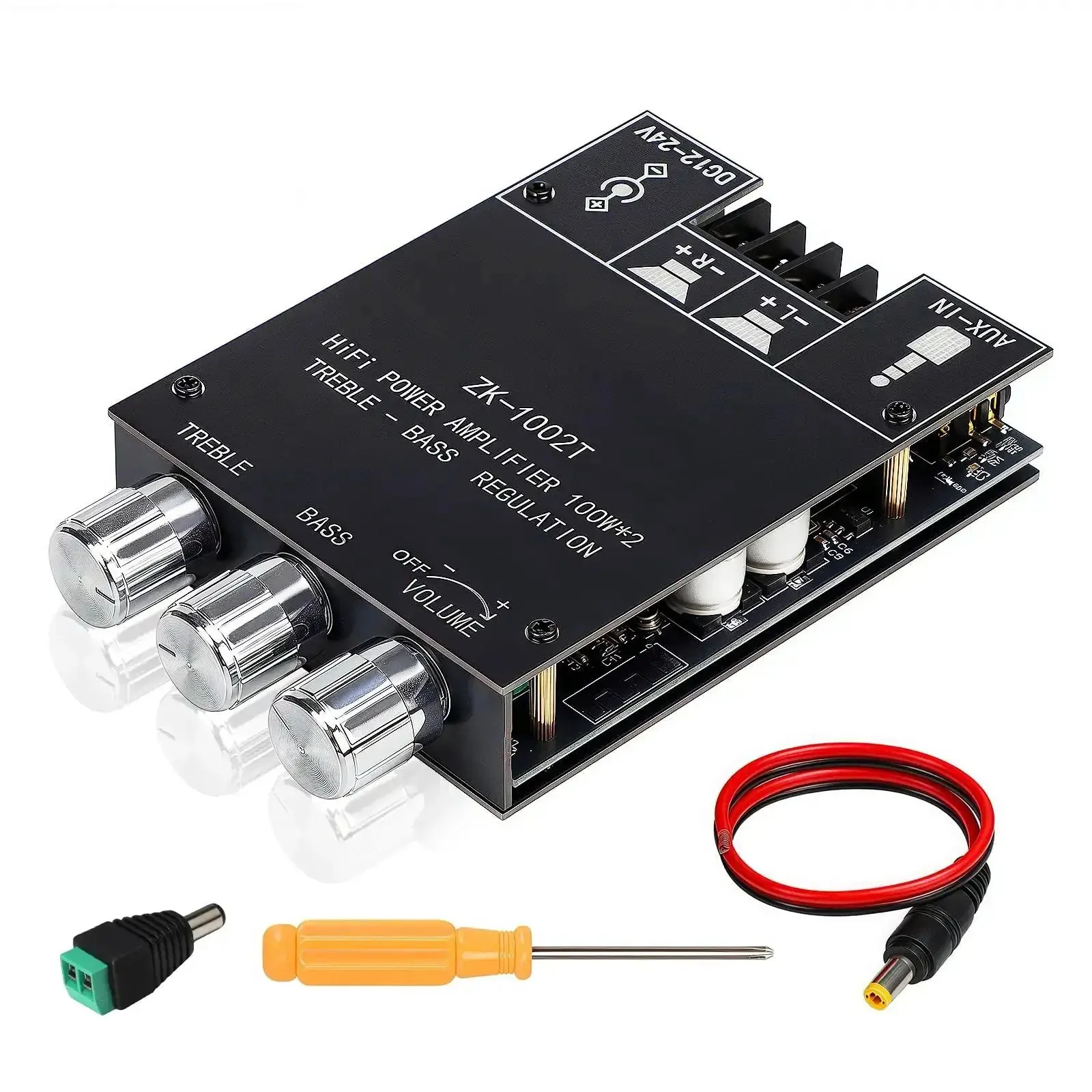 Beefy Bluetooth 5.0 HiFi Stereo Amplifier Board With 100W Per Channel Subwoofer Ready Treble And Bass Control AUX Input DC 12V to 24V Ideal DIY Speaker Upgrade And Home Audio System