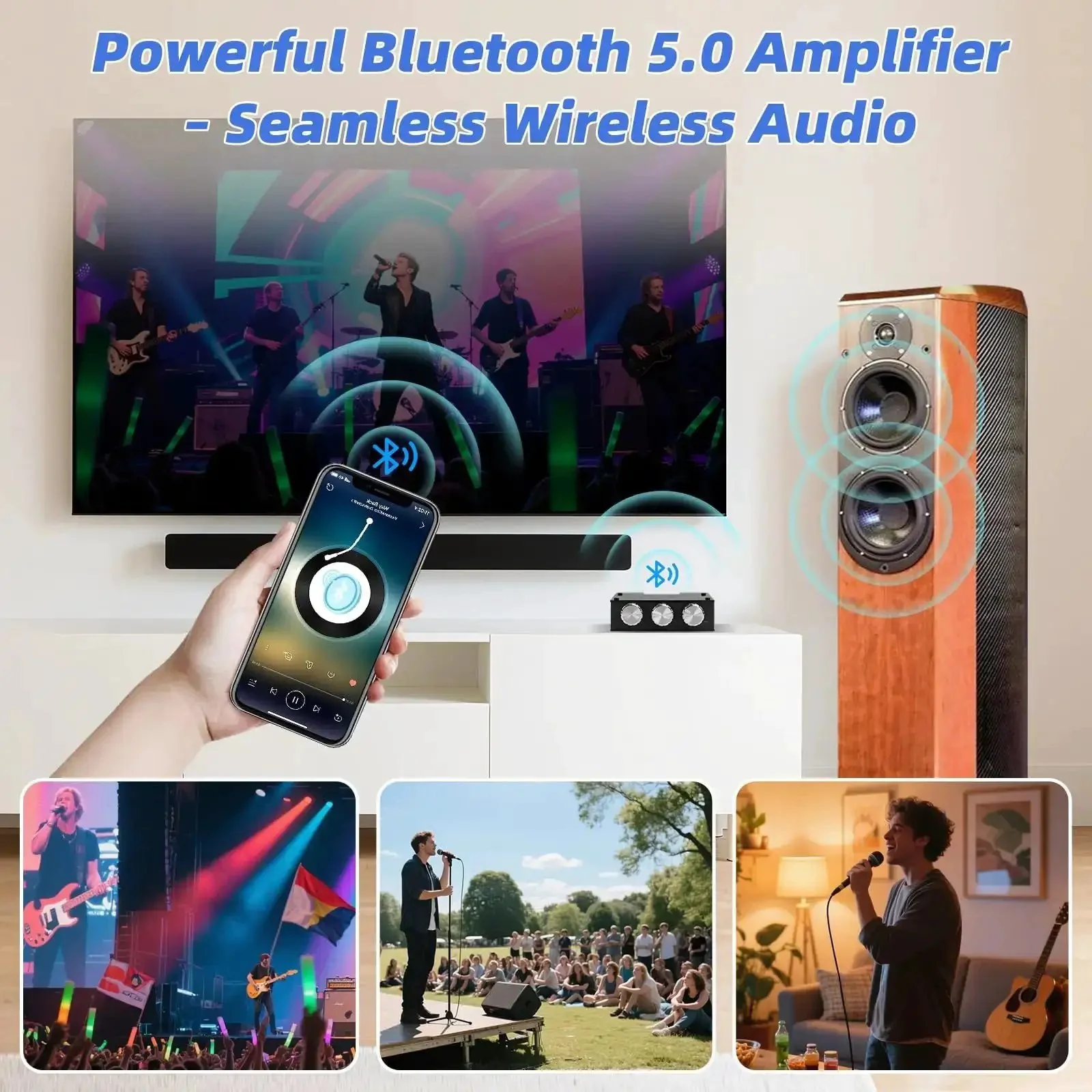Beefy Bluetooth 5.0 HiFi Stereo Amplifier Board With 100W Per Channel Subwoofer Ready Treble And Bass Control AUX Input DC 12V to 24V Ideal DIY Speaker Upgrade And Home Audio System - Image 4