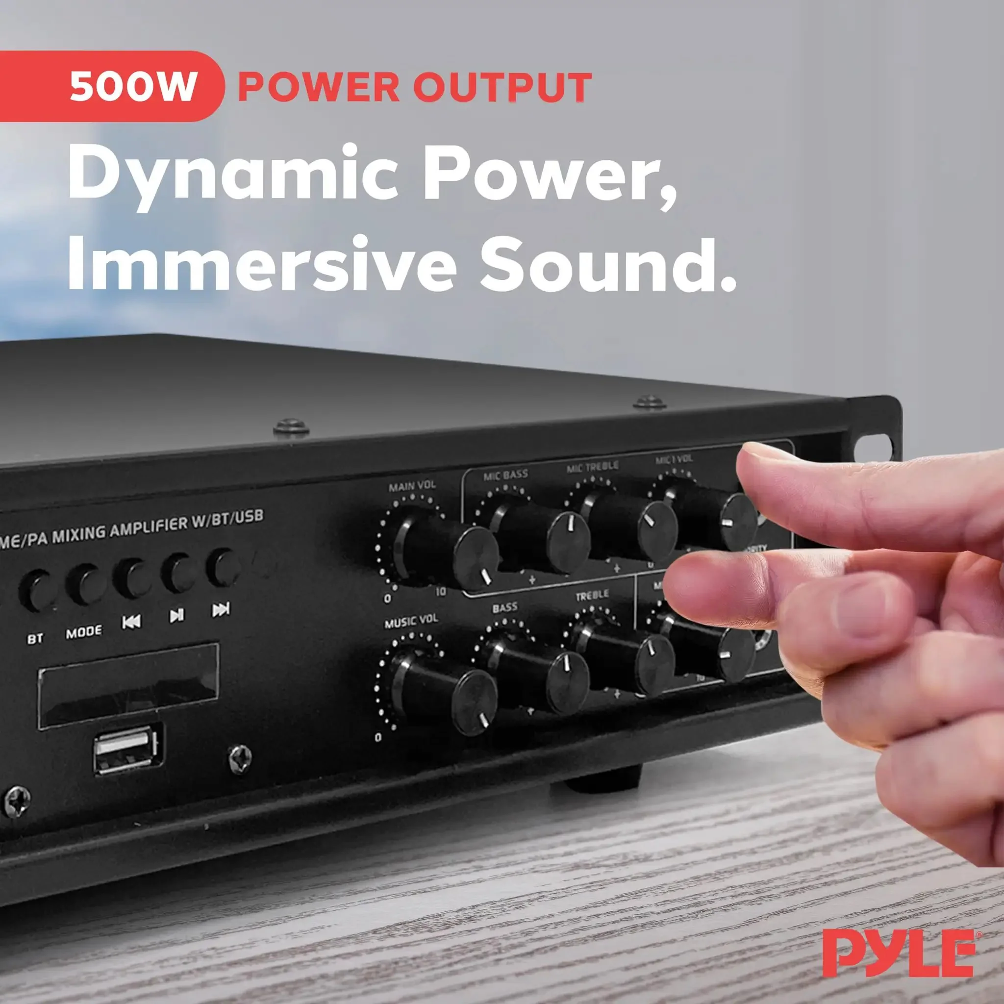 Beefy Bluetooth PA Mixing Amplifier 500W For Home Audio And Karaoke, Rack Mount Stereo Power Amp With Digital LED Display, USB, AUX, Mic Input, Optical And Coaxial, AC-3, 70V And 100V Output - Image 7