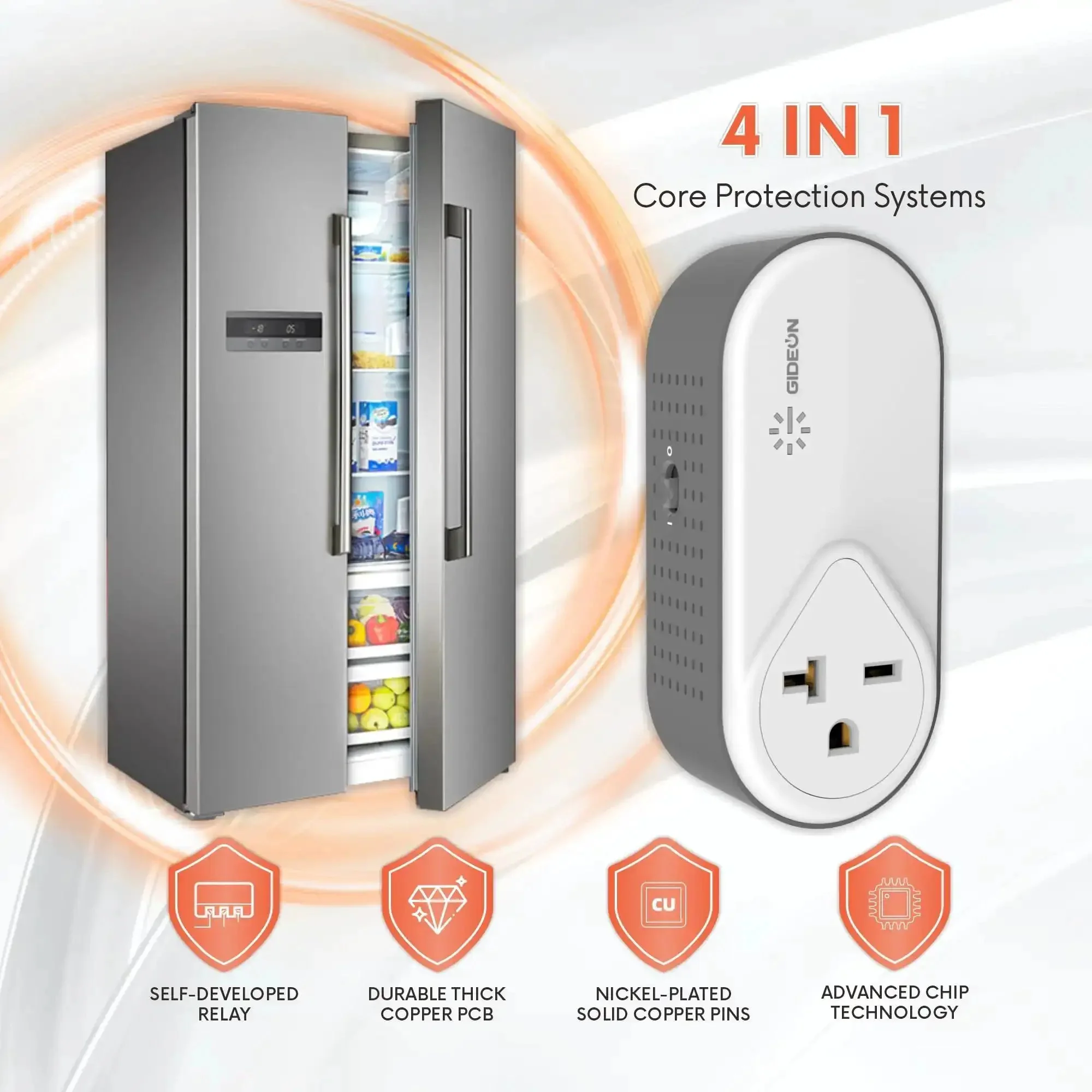 Beefy Built Refrigerator Surge Protector With 1200J Surge, Voltage Guard For Fridge And Freezer, Over And Under Cutoff At 265V And 170V With Delay, 20A 4400W Wall Plug For Large Appliances Keeps Your Fridge Running Safe - Image 3