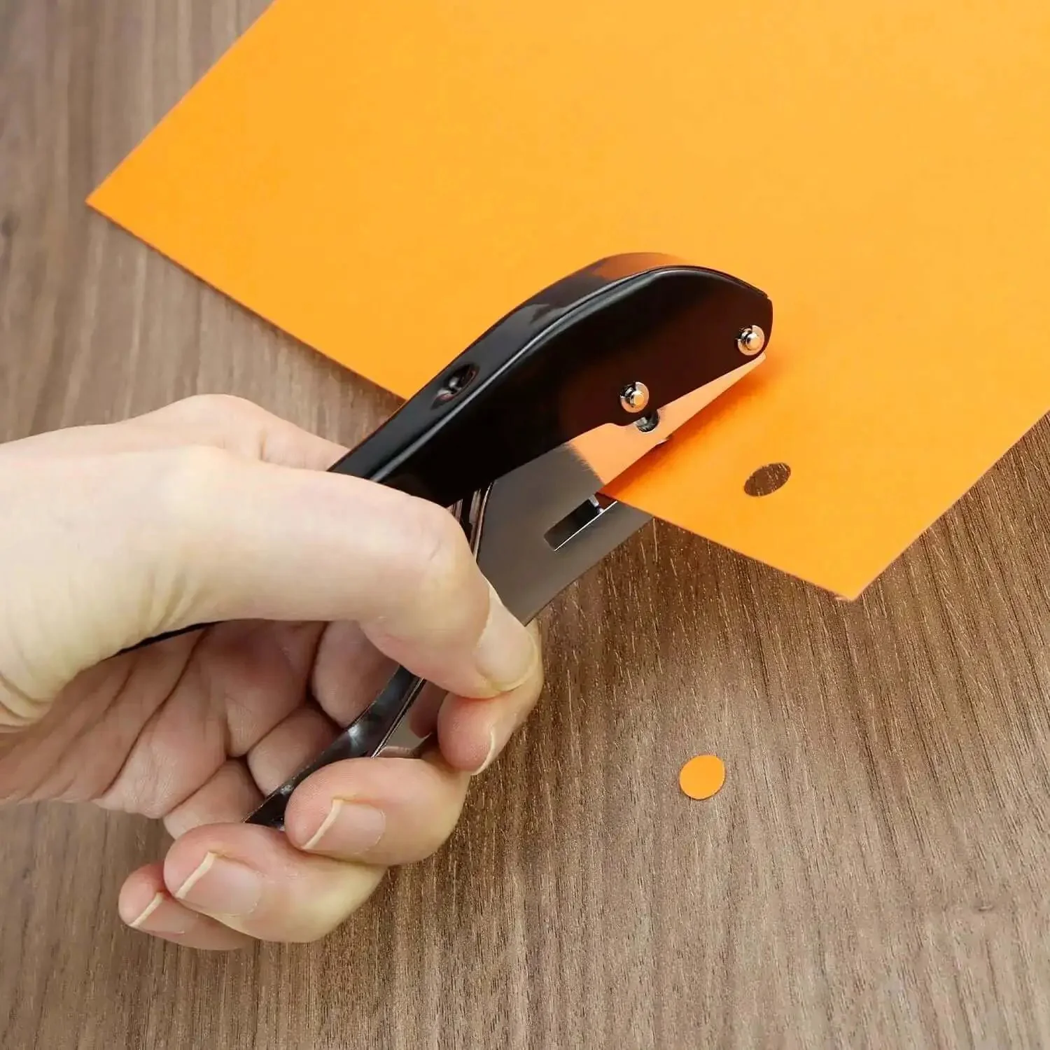 Beefy Built To Last Handheld Hole Punch 8mm Five Sixteenth Inch For Cards Tags Plastic Cardboard Zinc Alloy Construction Edge Distance 1 Inch Punches PVC Paper Leather - Image 2