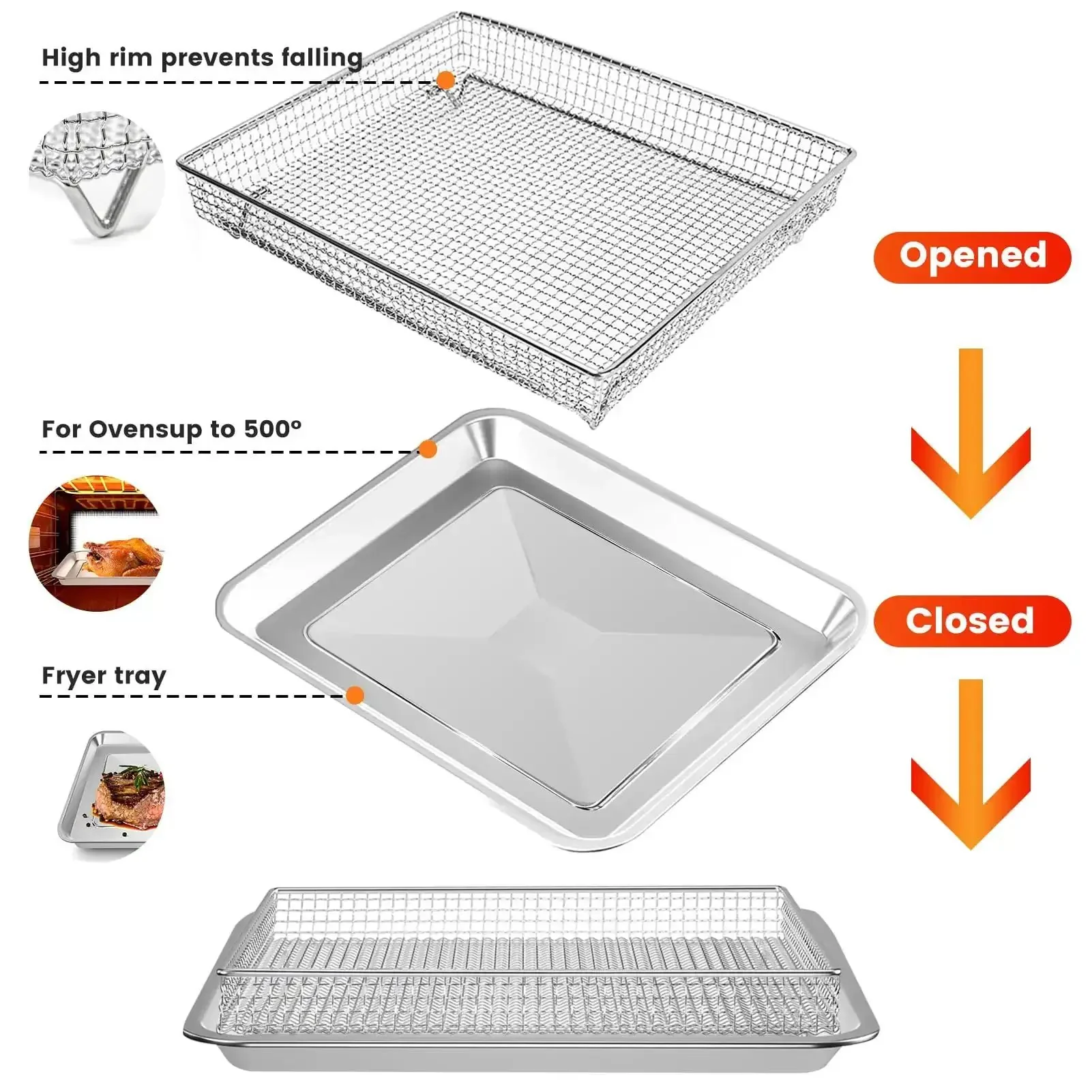 Beefy Built Tough Mesh Steel Air Fryer Basket Tray For TOA 60 TOA 65 TOA 70 Convection Oven 12 Point Four By 11 Inch Dishwasher Safe Reusable Wire Rack Replacement Fits Various Air Fryer Ovens - Image 3