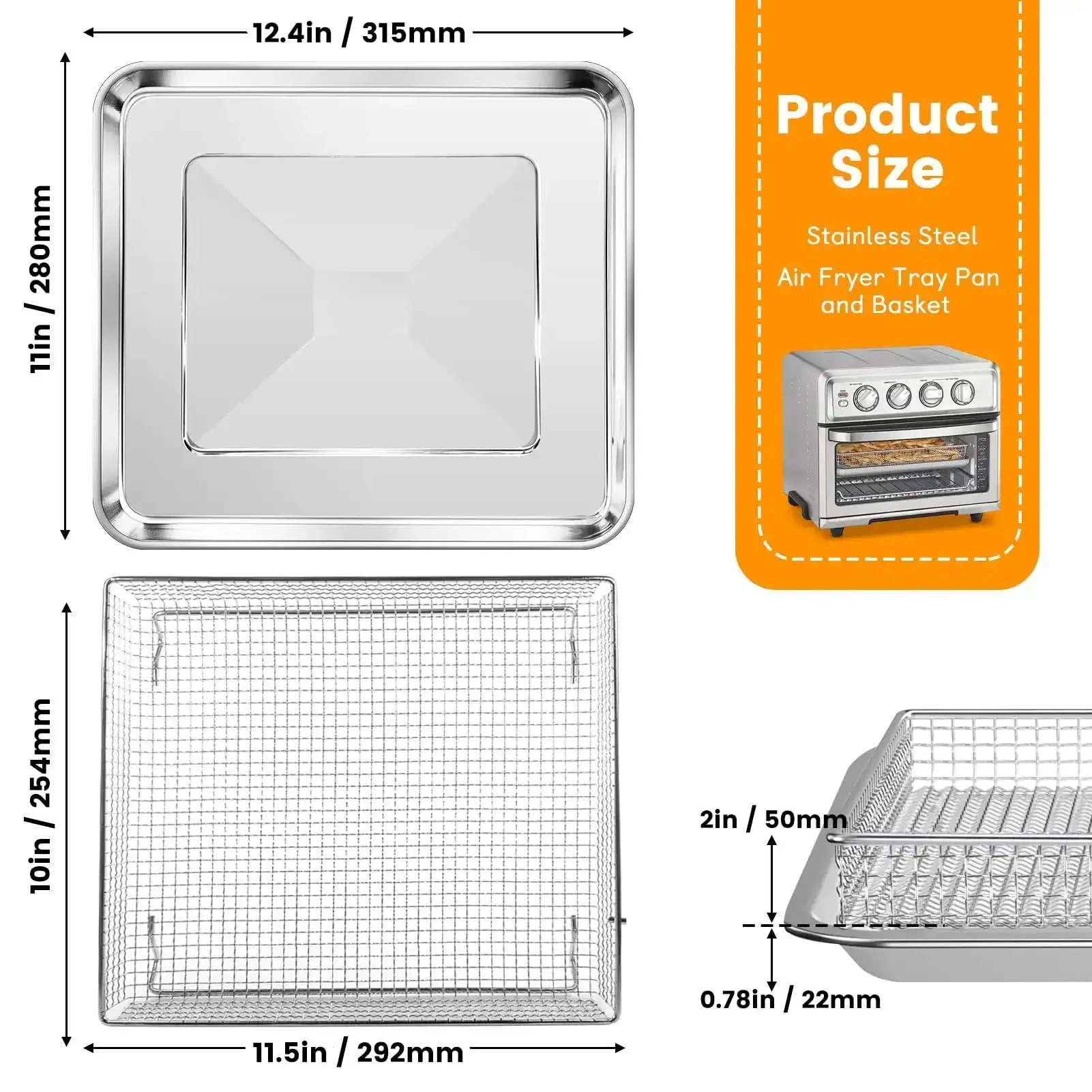 Beefy Built Tough Mesh Steel Air Fryer Basket Tray For TOA 60 TOA 65 TOA 70 Convection Oven 12 Point Four By 11 Inch Dishwasher Safe Reusable Wire Rack Replacement Fits Various Air Fryer Ovens - Image 7