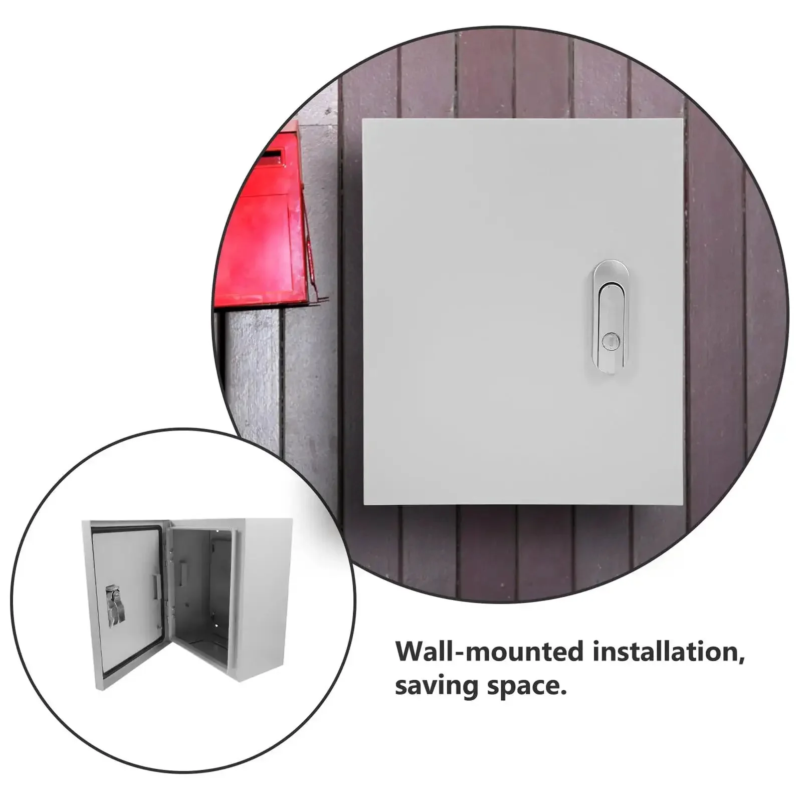 Beefy Built Tough Power Distribution Box Metal Enclosure With Lid 25x30x14 Cm Vertical Plastic Control Panel Indoor Outdoor Use RV Panel With Surge Protection Removable Galvanized Mounting Plate - Image 4