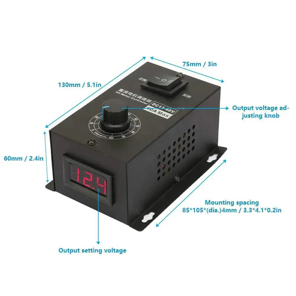 Beefy DC Motor Speed Controller For Power Projects 12V To 48V 40A PWM Brush Motor Governor Speed Control Module 1200W Output With 25kHz Switching Frequency And Easy Dial In Tuning - Image 8