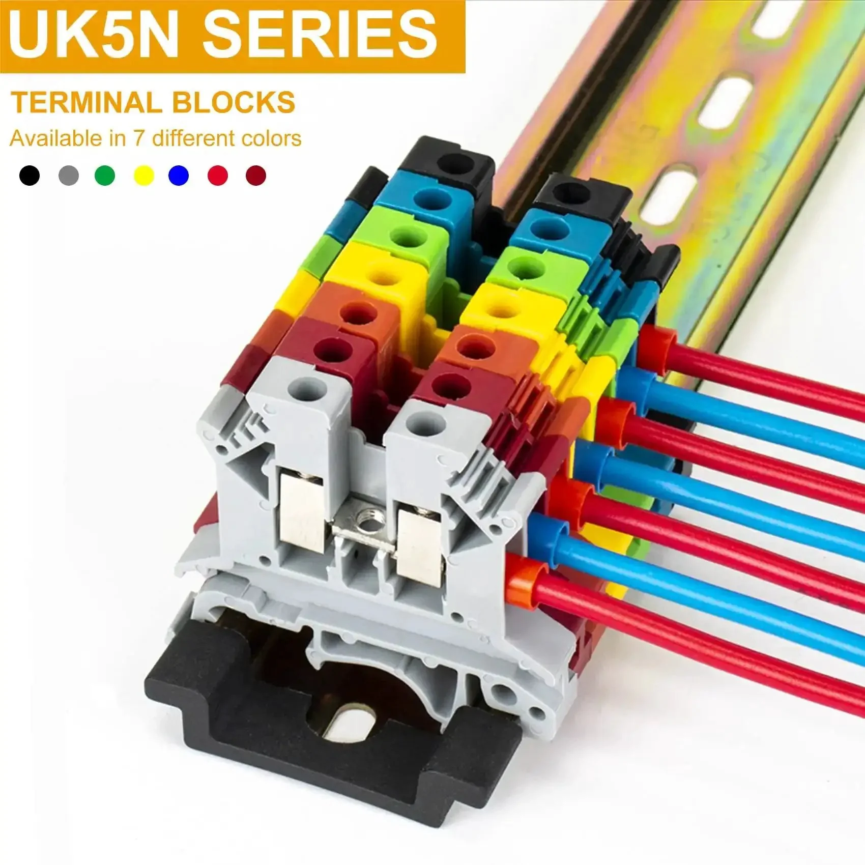 Beefy DIN Rail Terminal Block With Screw Clamp Heavy Duty 600V 30A 30 To 10 AWG Nylon PA66 Housing Copper Bodies Nickel Plated Screws Universal Mounting Foot Pack Of 100 - Image 7